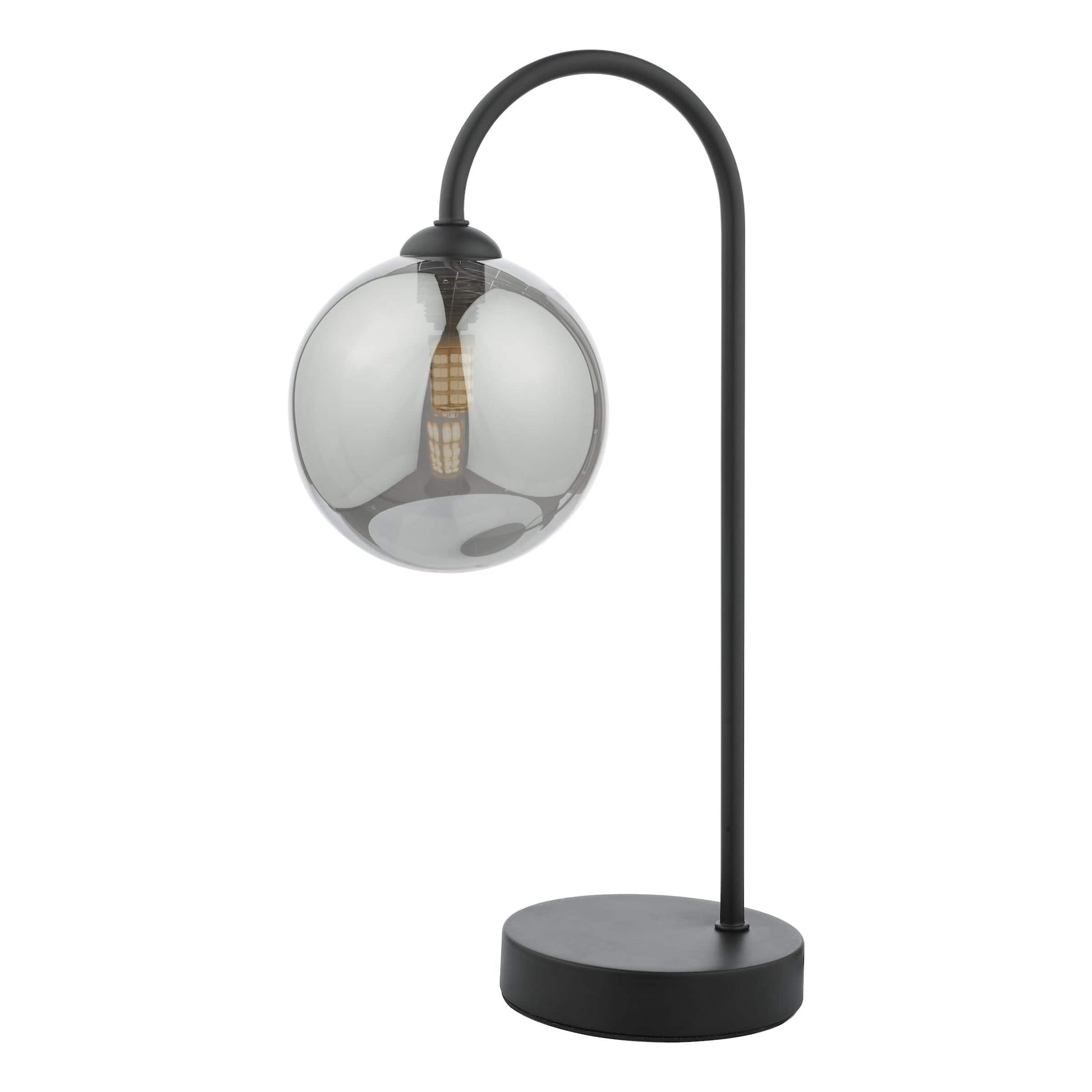 dar lighting Eissa 1 Light Touch Table Lamp Matt Black Smoked Glass EIS4122