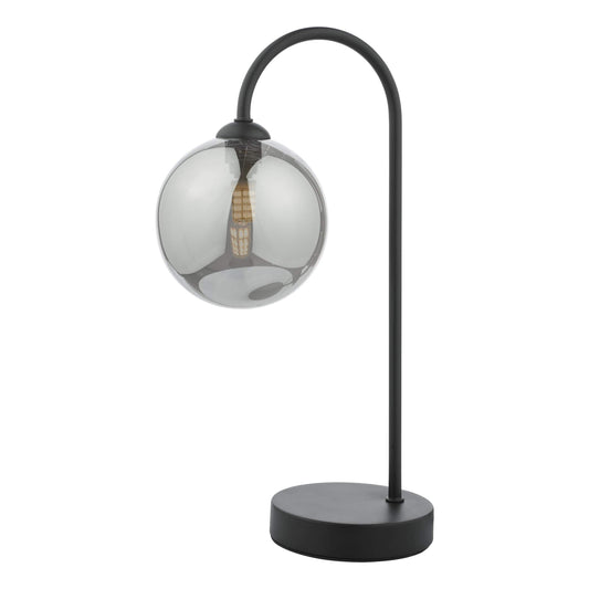 dar lighting Eissa 1 Light Touch Table Lamp Matt Black Smoked Glass EIS4122