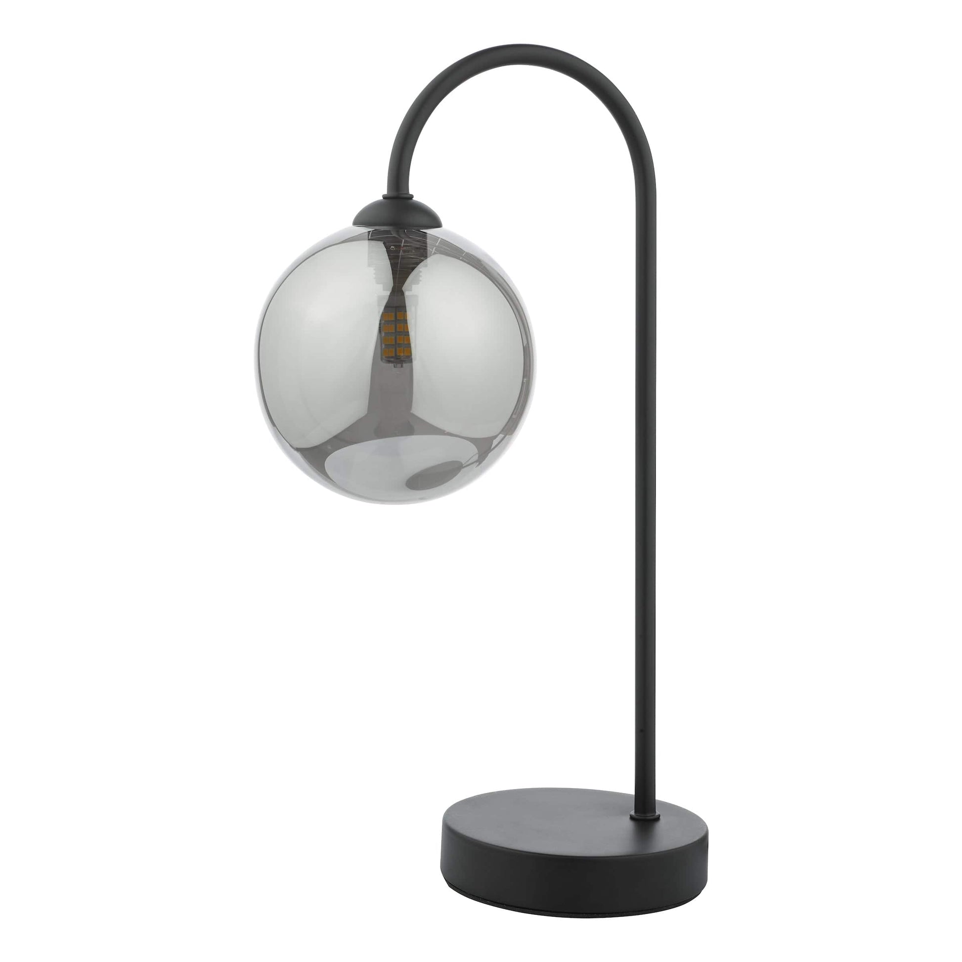 dar lighting Eissa 1 Light Touch Table Lamp Matt Black Smoked Glass EIS4122