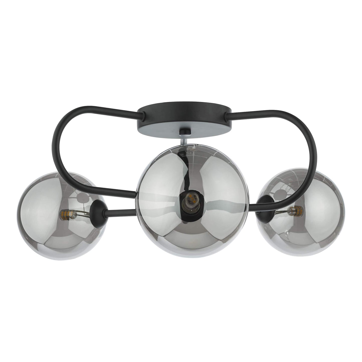 dar lighting Eissa 3 Light Semi Flush Matt Black Smoked Glass EIS5322