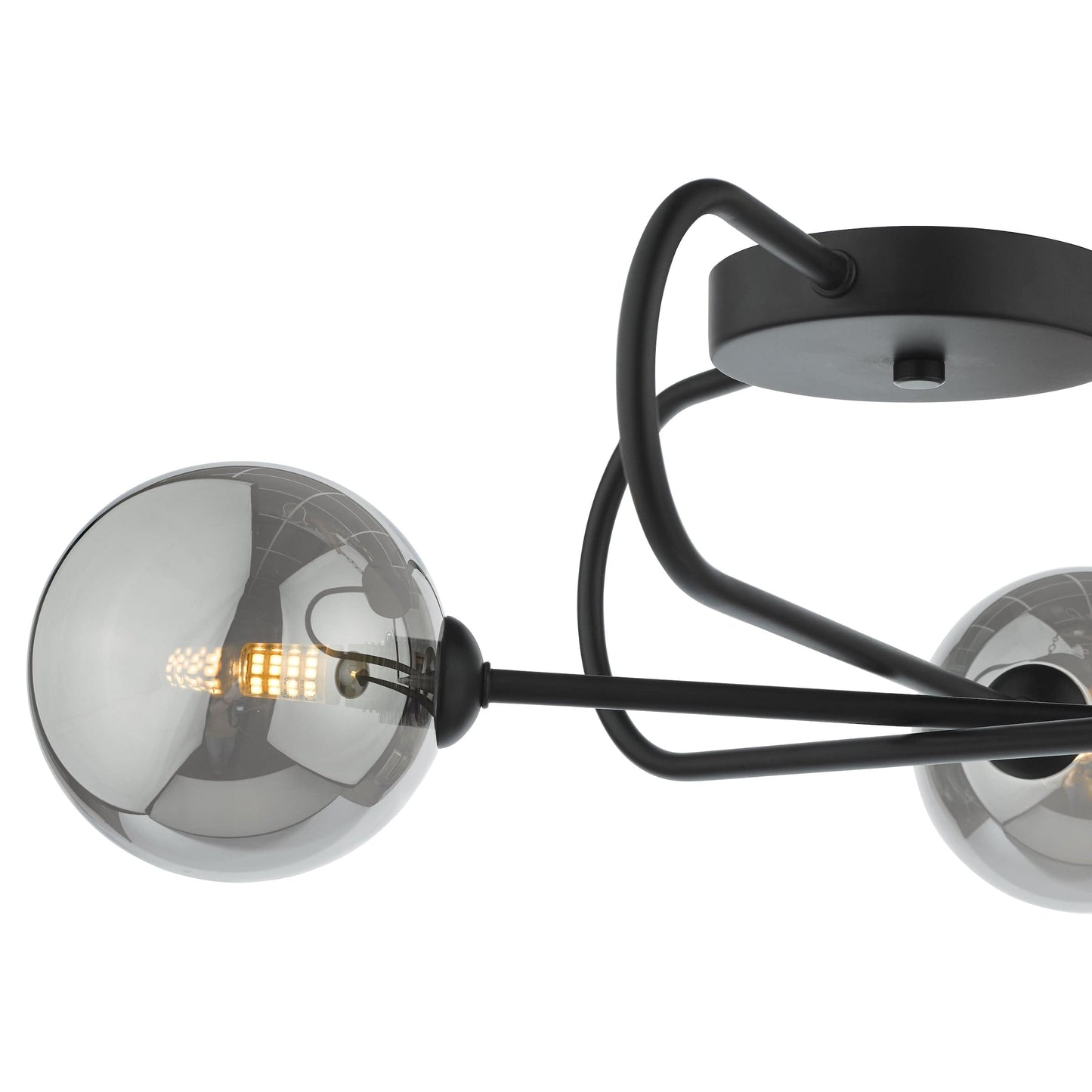 dar lighting Eissa 3 Light Semi Flush Matt Black Smoked Glass EIS5322