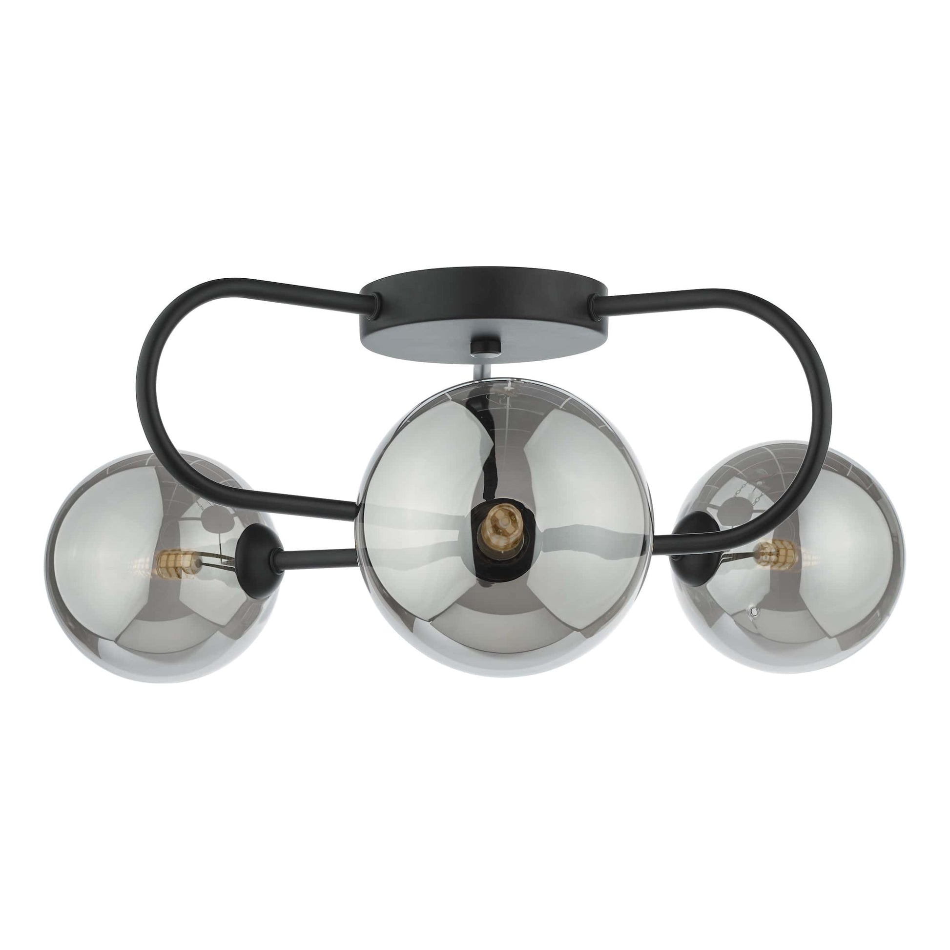 dar lighting Eissa 3 Light Semi Flush Matt Black Smoked Glass EIS5322