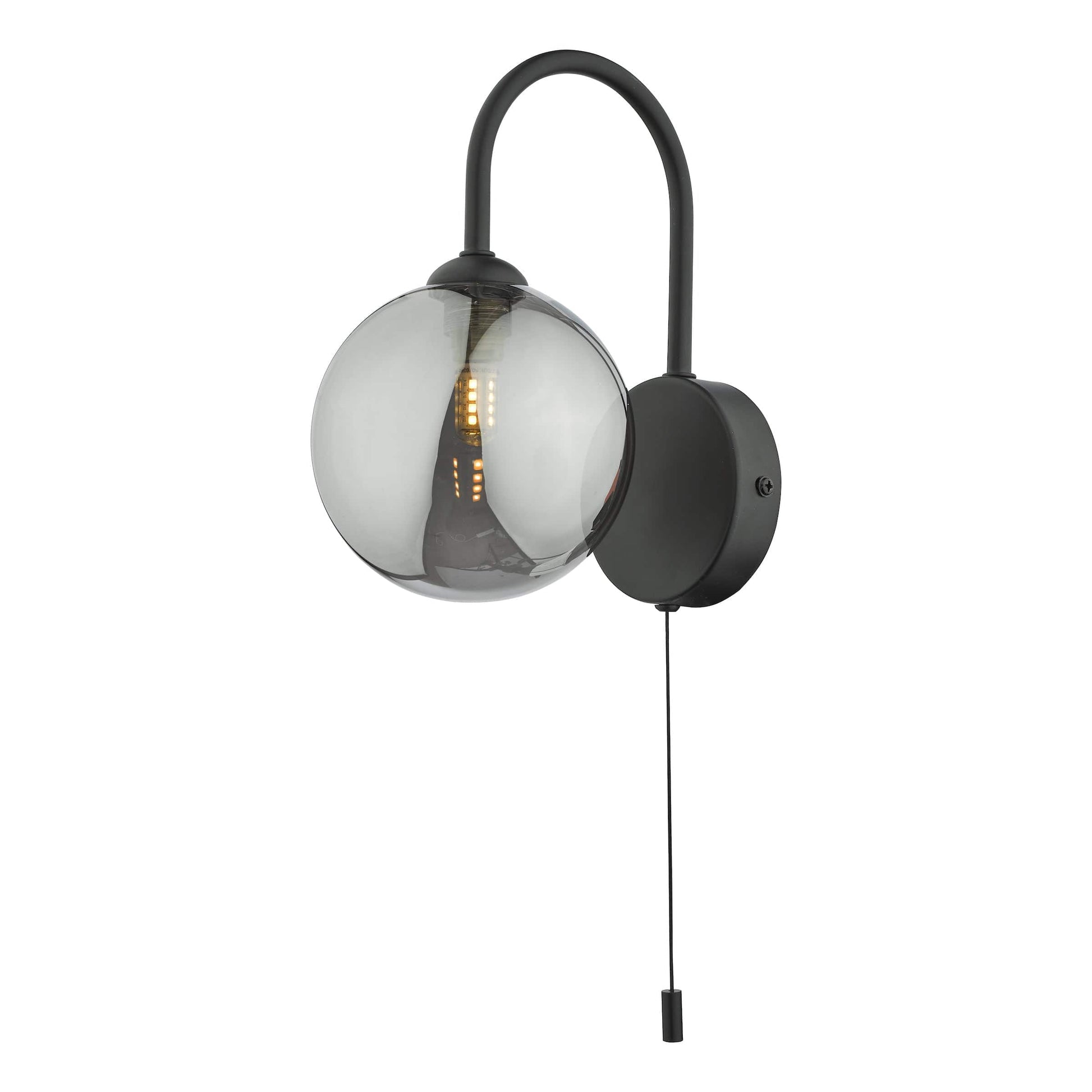 dar lighting Eissa Wall Light Matt Black Smoked Glass EIS0722