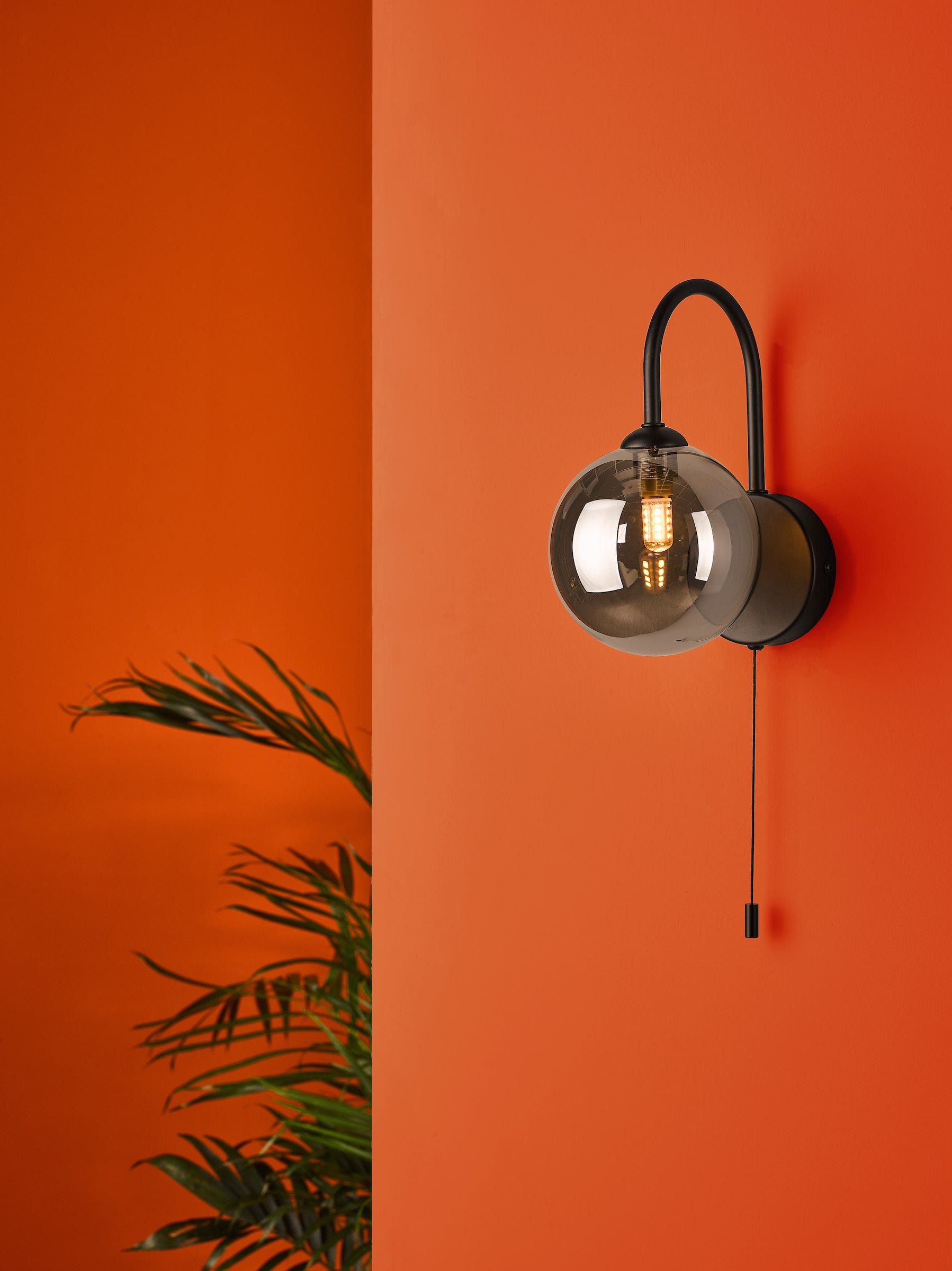 dar lighting Eissa Wall Light Matt Black Smoked Glass EIS0722