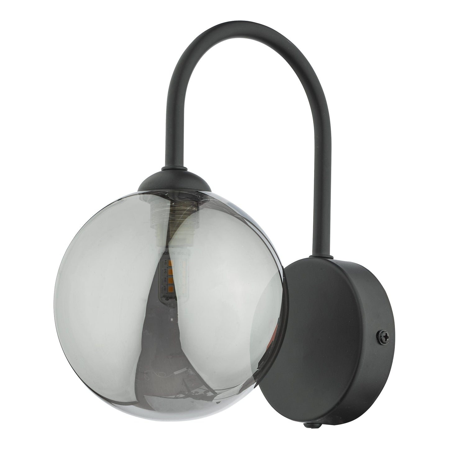 dar lighting Eissa Wall Light Matt Black Smoked Glass EIS0722