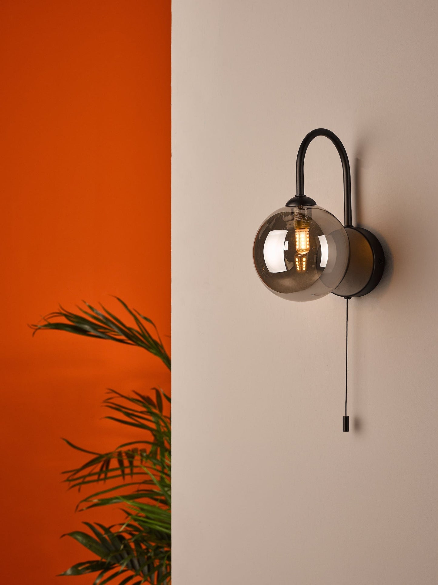 dar lighting Eissa Wall Light Matt Black Smoked Glass EIS0722