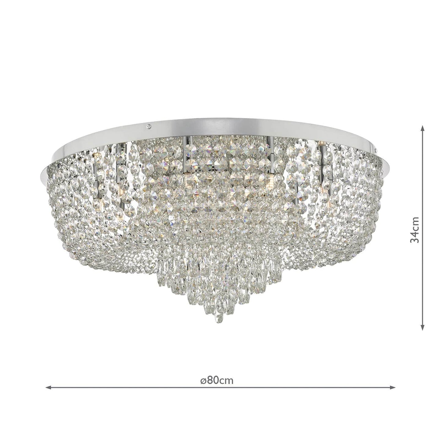 dar lighting Eitan 12 Light Beaded Flush Clear and Polished Chrome EIT4808