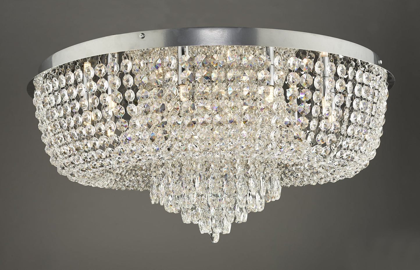 dar lighting Eitan 12 Light Beaded Flush Clear and Polished Chrome EIT4808