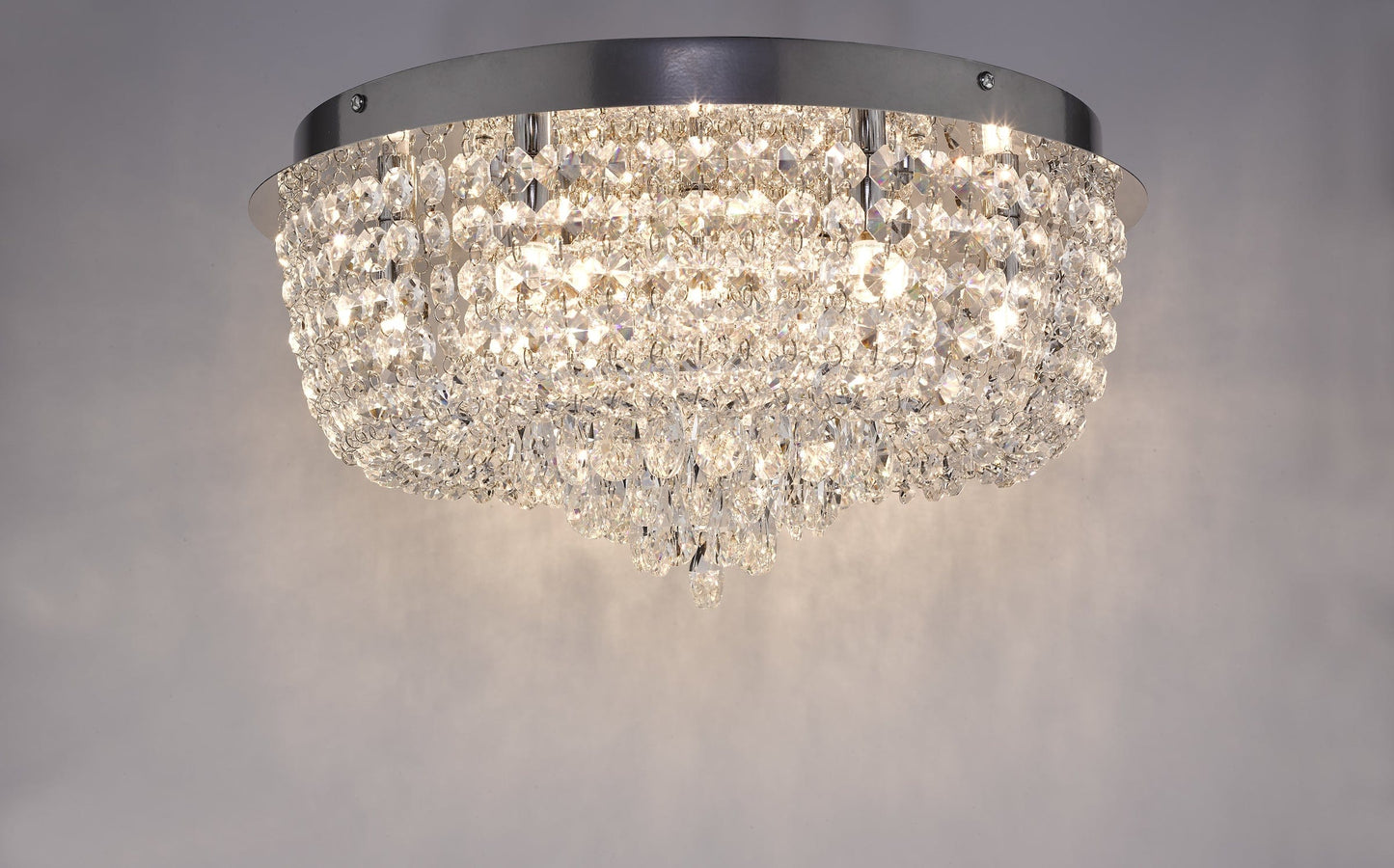 dar lighting Eitan 9 Light Beaded Flush Clear and Polished Chrome EIT5008