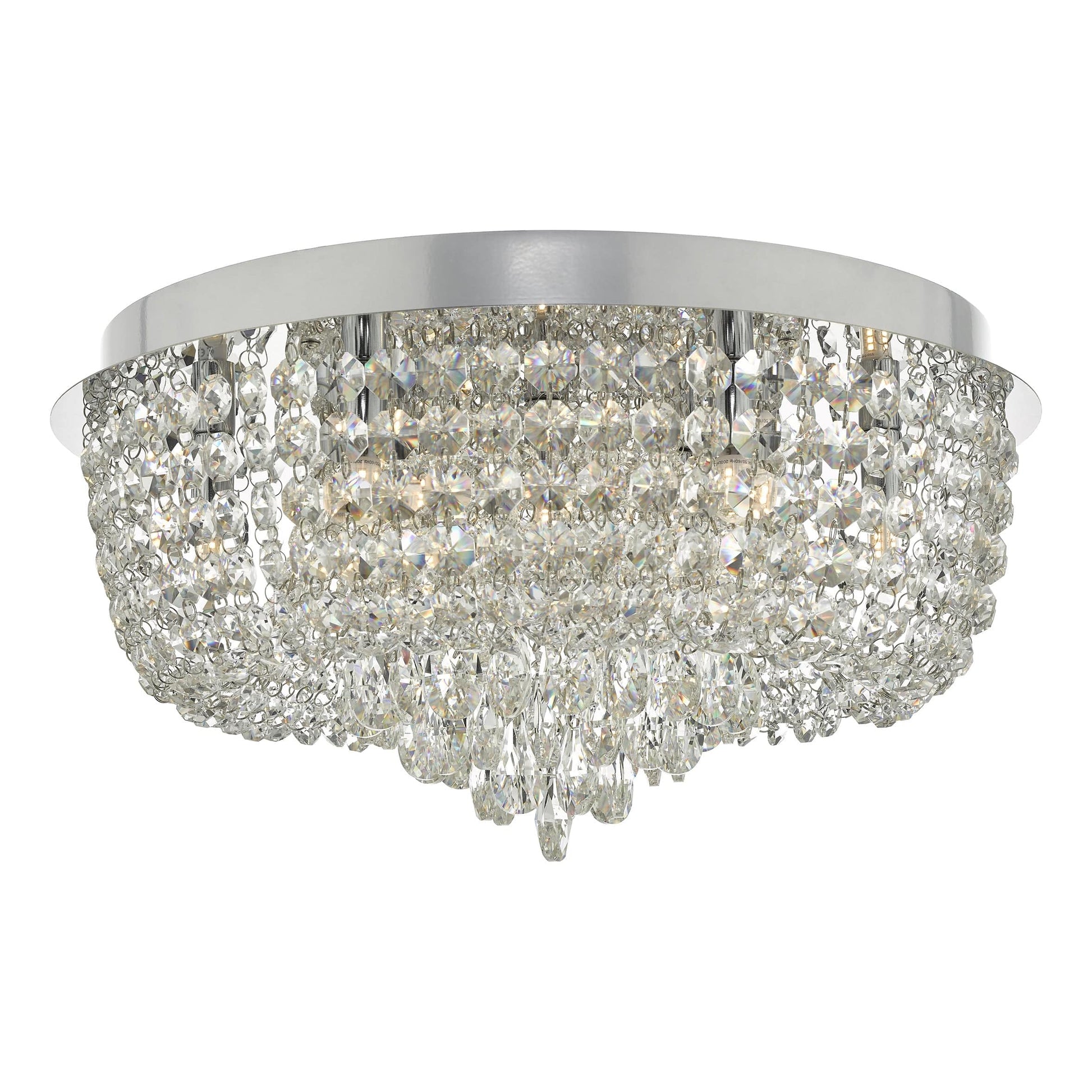 dar lighting Eitan 9 Light Beaded Flush Clear and Polished Chrome EIT5008