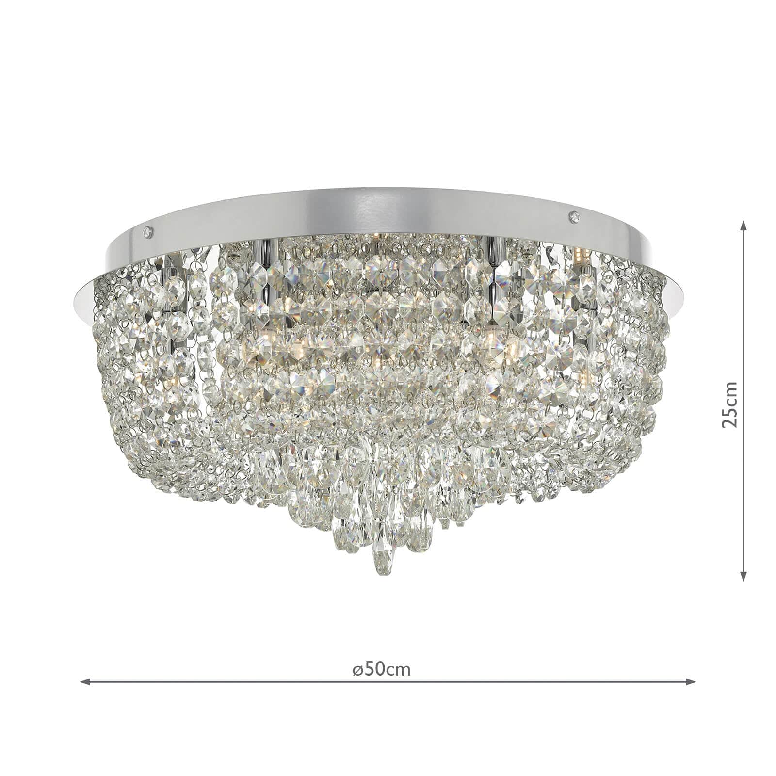 dar lighting Eitan 9 Light Beaded Flush Clear and Polished Chrome EIT5008