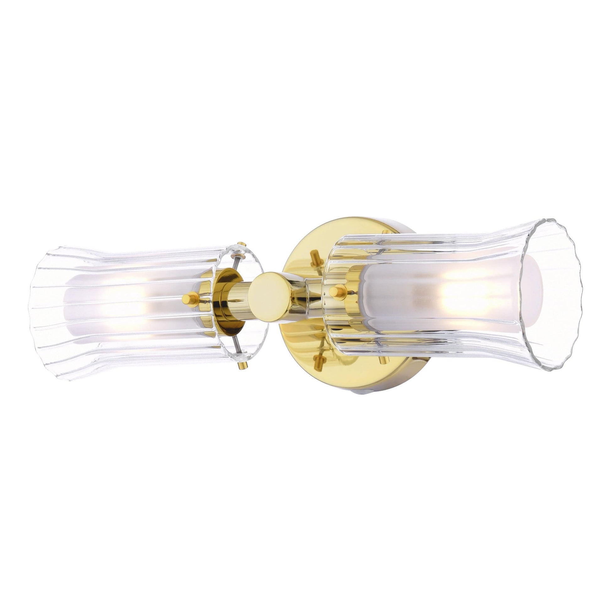 dar lighting Elba Bathroom 2 Light Wall Light Polished Gold Glass IP44 ELB0935