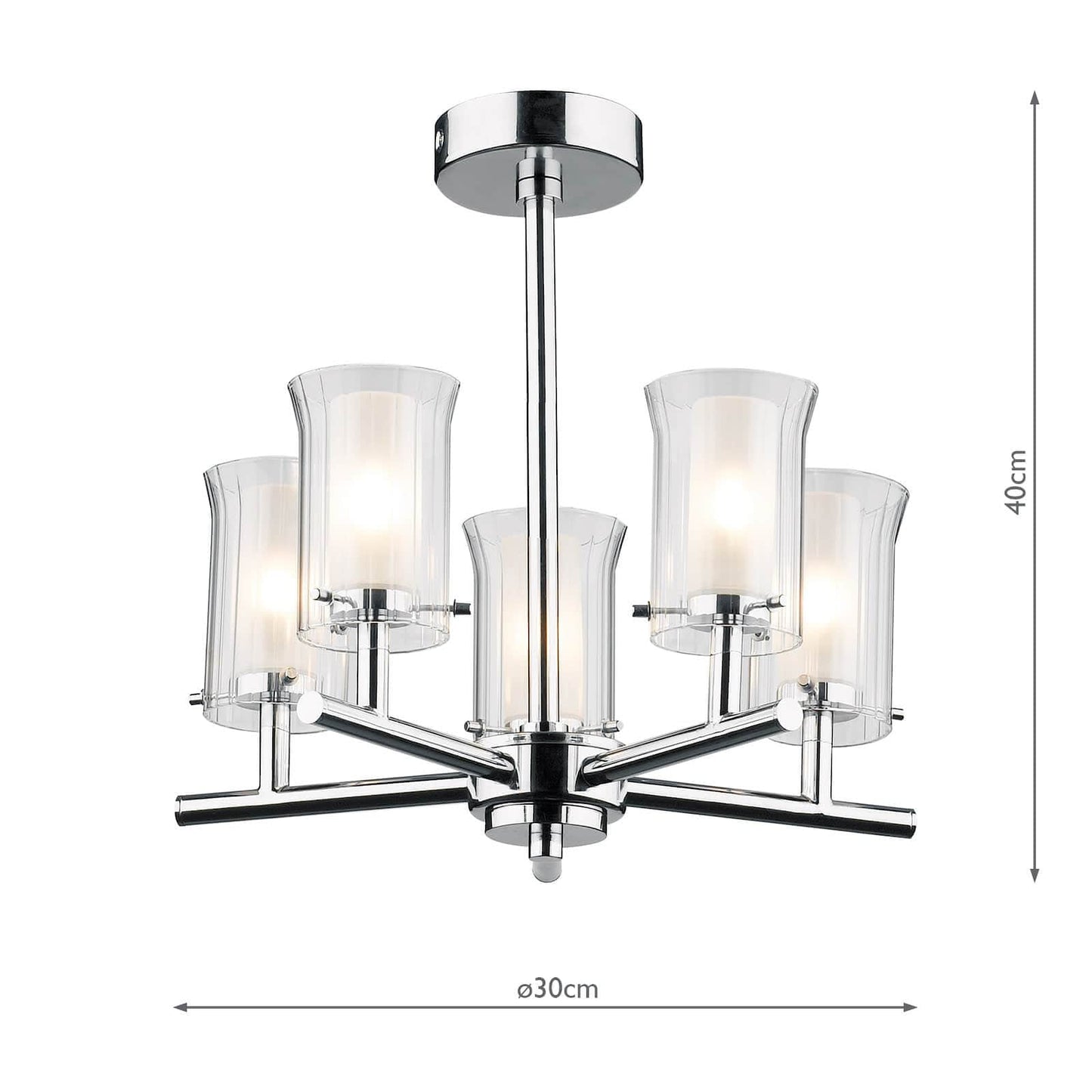 dar lighting Elba Bathroom 5 Light Semi Flush Polished Chrome IP44 ELB0550