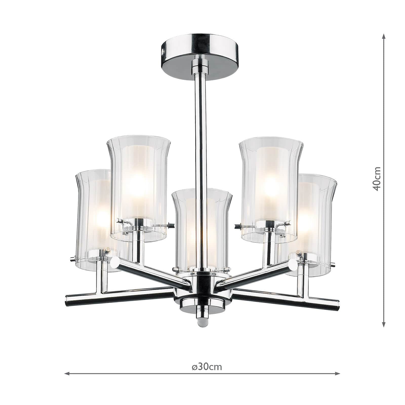 dar lighting Elba Bathroom 5 Light Semi Flush Polished Chrome IP44 ELB0550