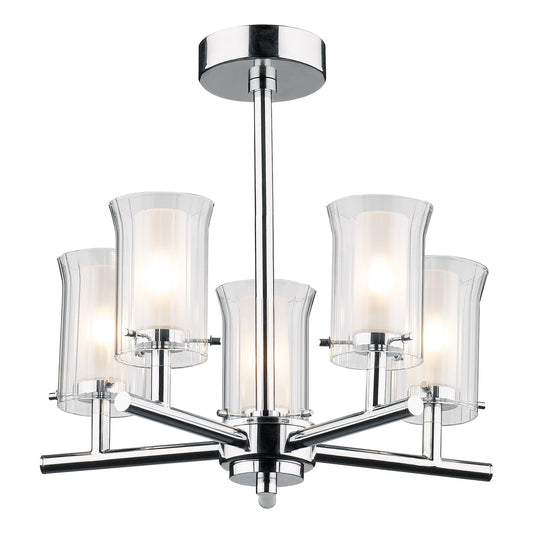 dar lighting Elba Bathroom 5 Light Semi Flush Polished Chrome IP44 ELB0550