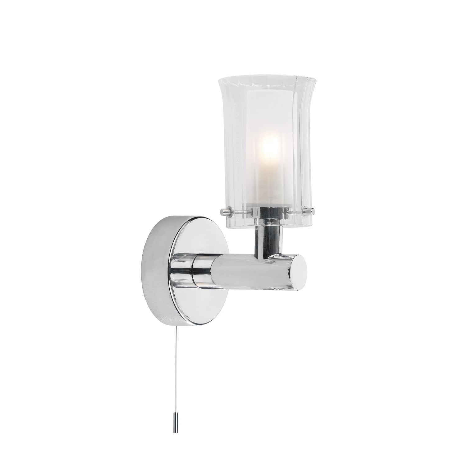 dar lighting Elba Bathroom Wall Light Polished Chrome Glass IP44 ELB0750