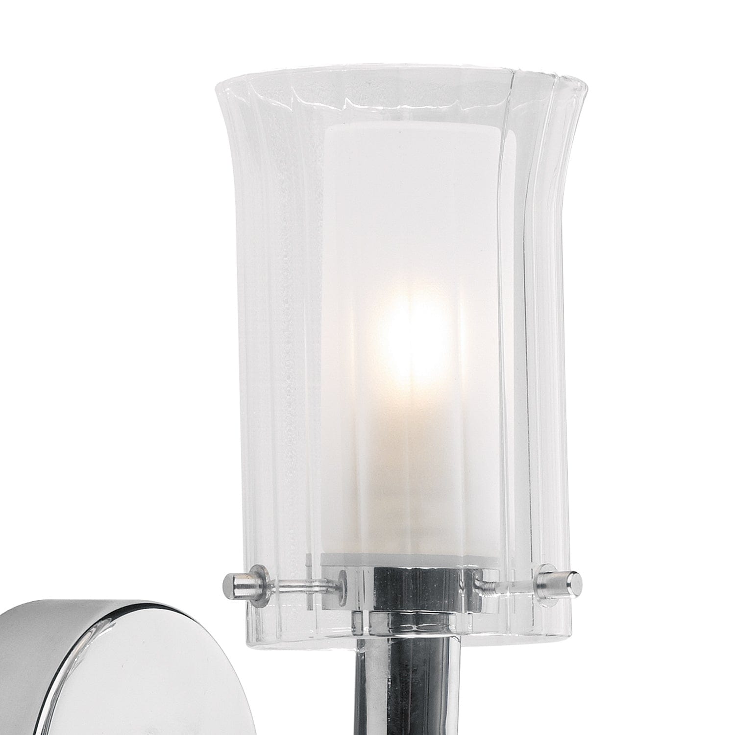 dar lighting Elba Bathroom Wall Light Polished Chrome Glass IP44 ELB0750