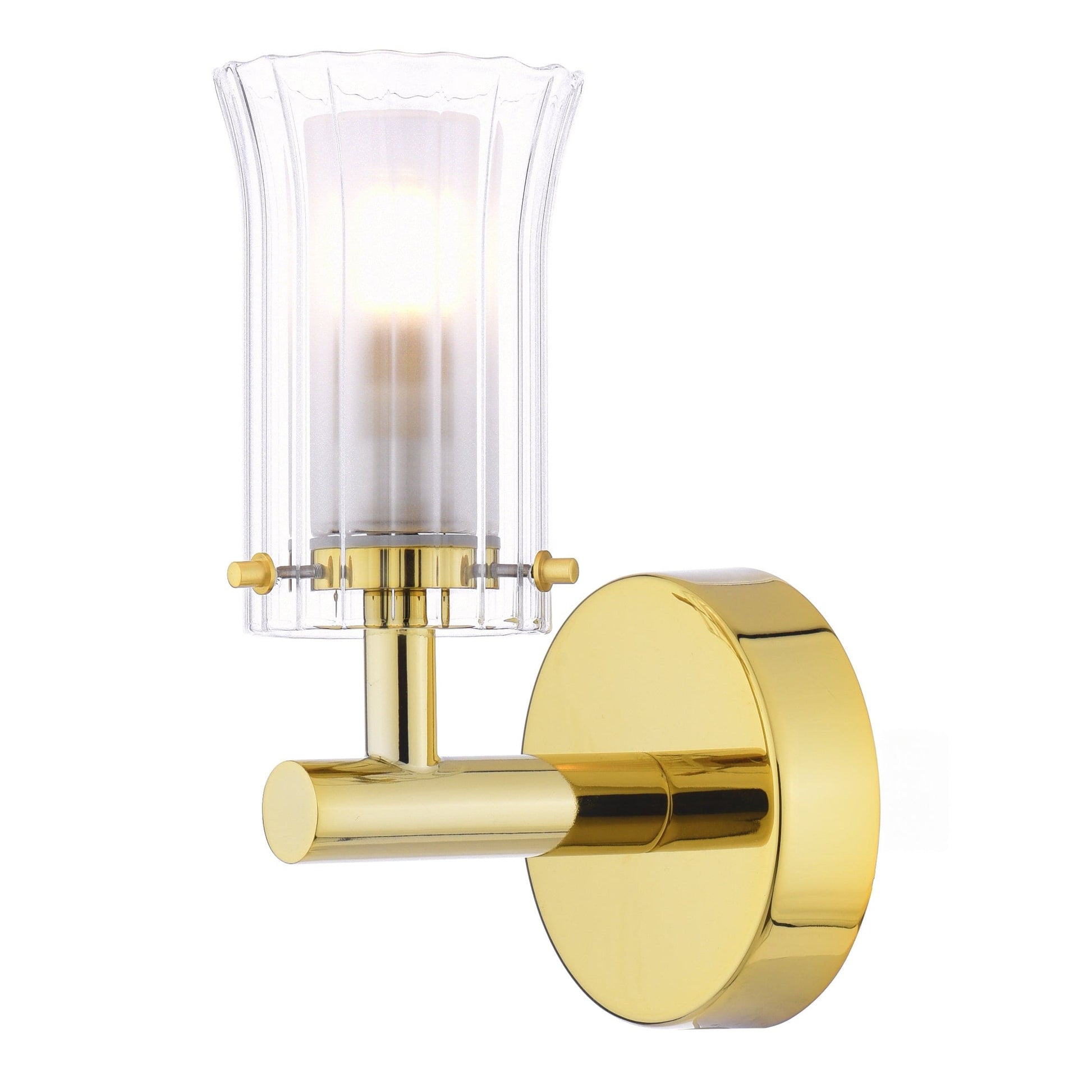 dar lighting Elba Bathroom Wall Light Polished Gold Glass IP44 ELB0735