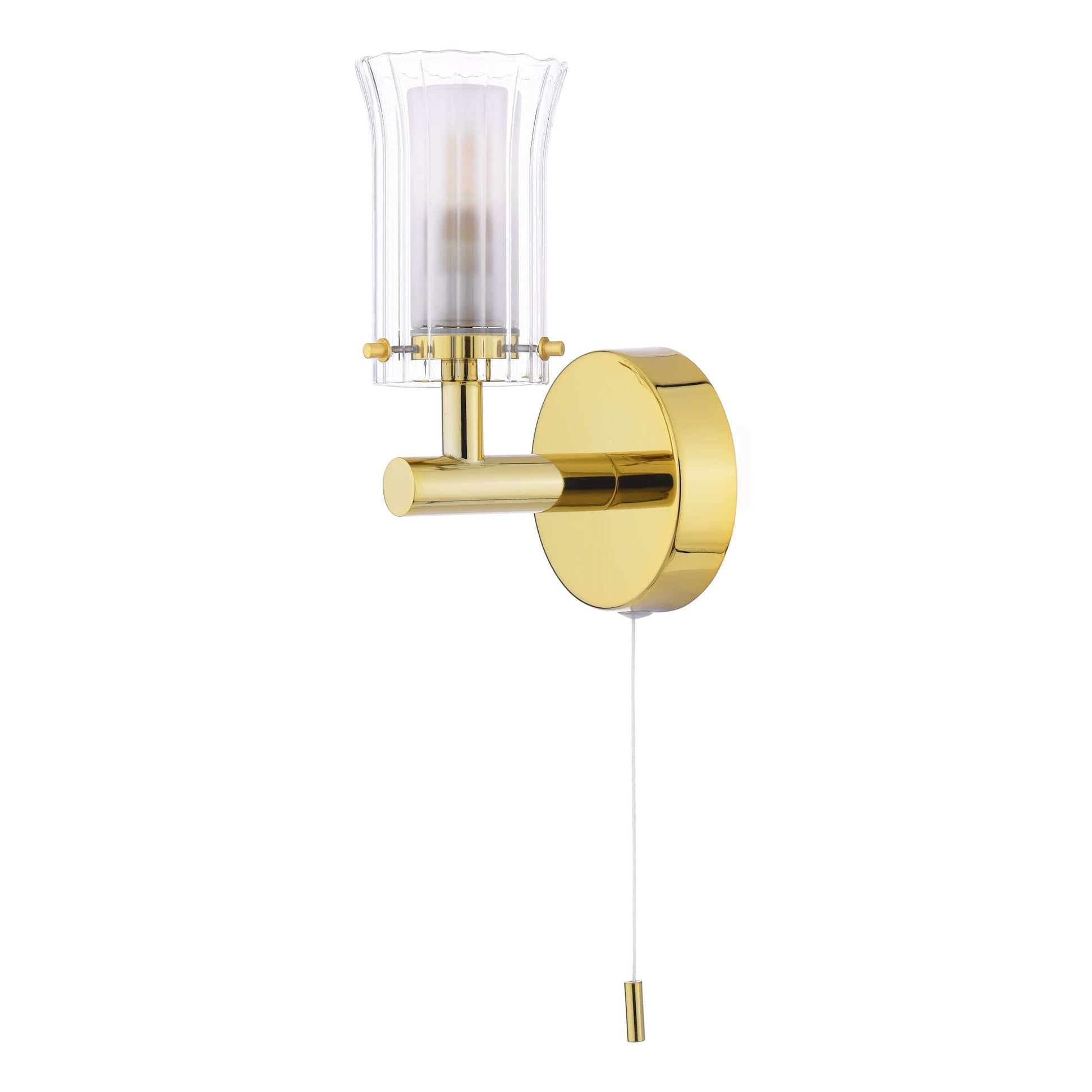 dar lighting Elba Bathroom Wall Light Polished Gold Glass IP44 ELB0735