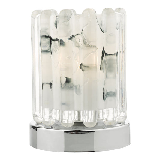 dar lighting Elf Touch Table Lamp Polished Chrome With Ribbed Glass ELF4150