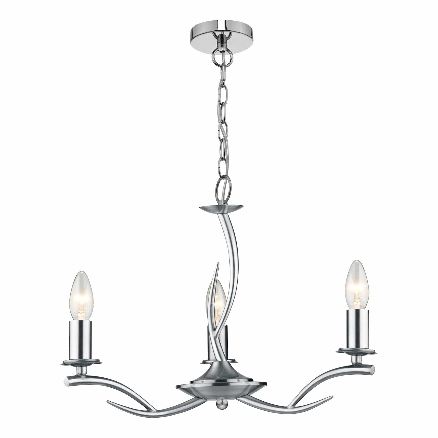 dar lighting Elka 3 Light Pendant Satin Chrome ELK0346