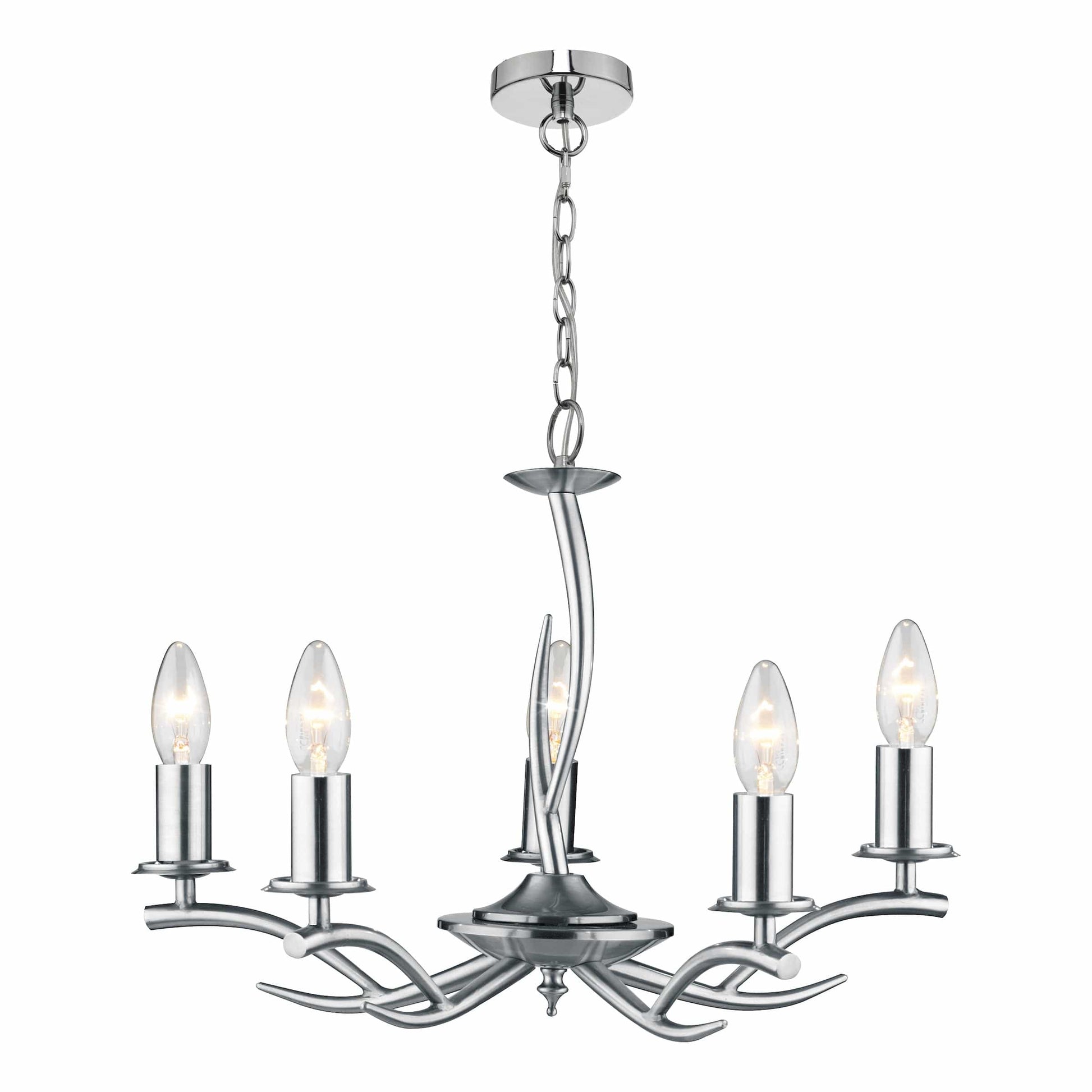 dar lighting Elka 5 Light Pendant Satin Chrome ELK0546