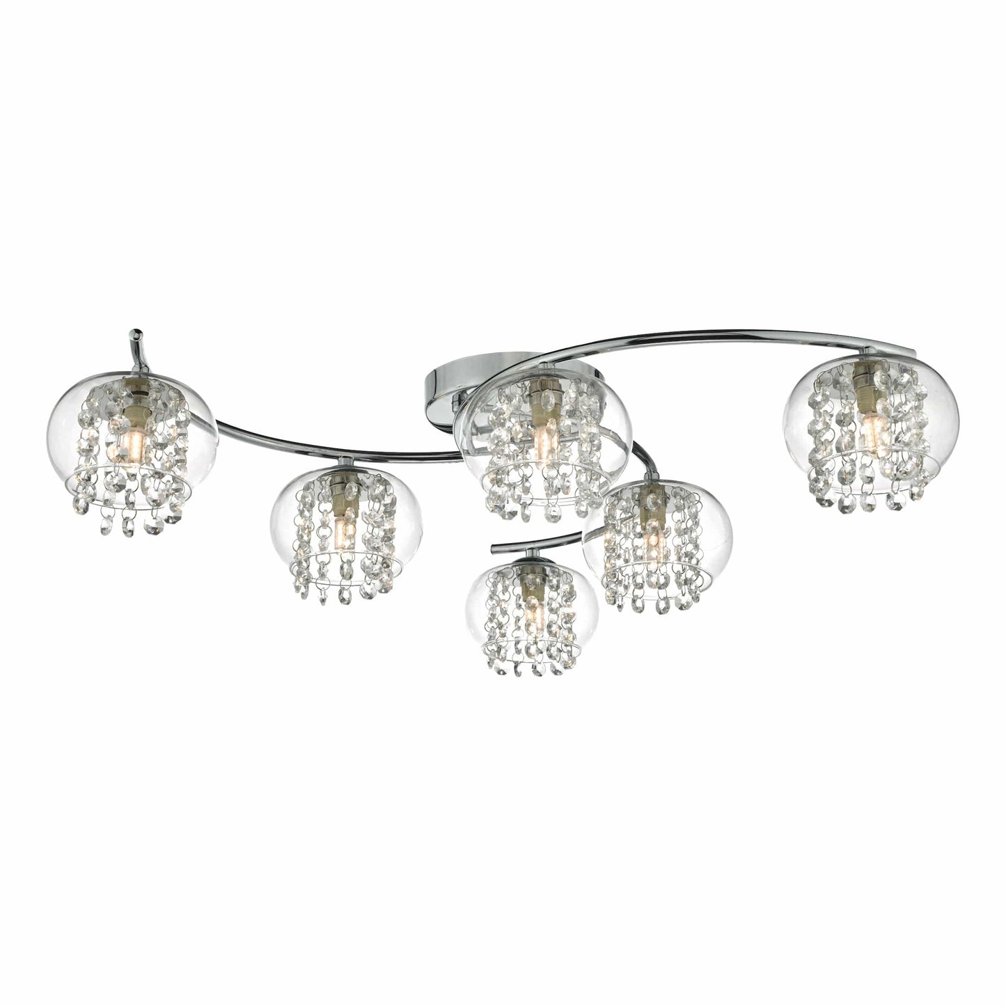 dar lighting Elma 6lt Semi Flush Polished Chrome & Crystal ELM6450