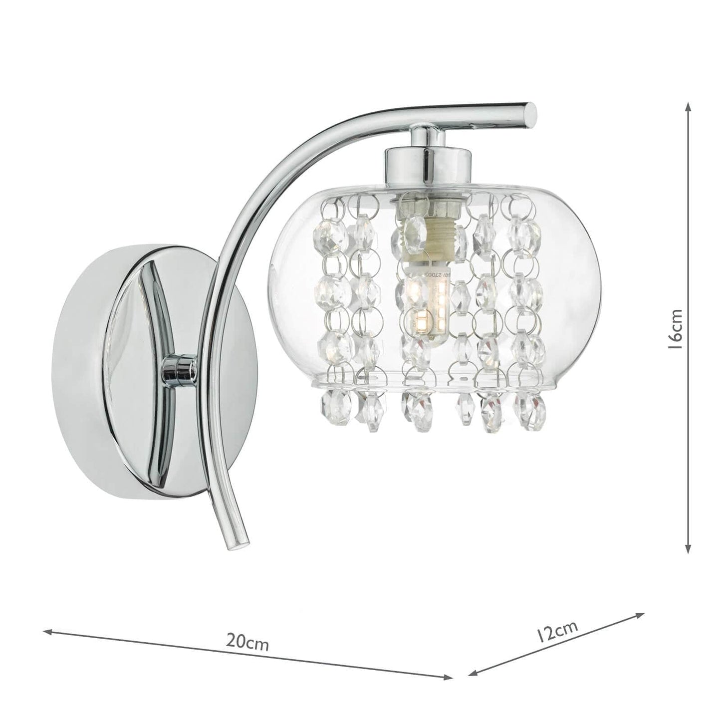 dar lighting Elma Wall Light Polished Chrome & Glass ELM0750