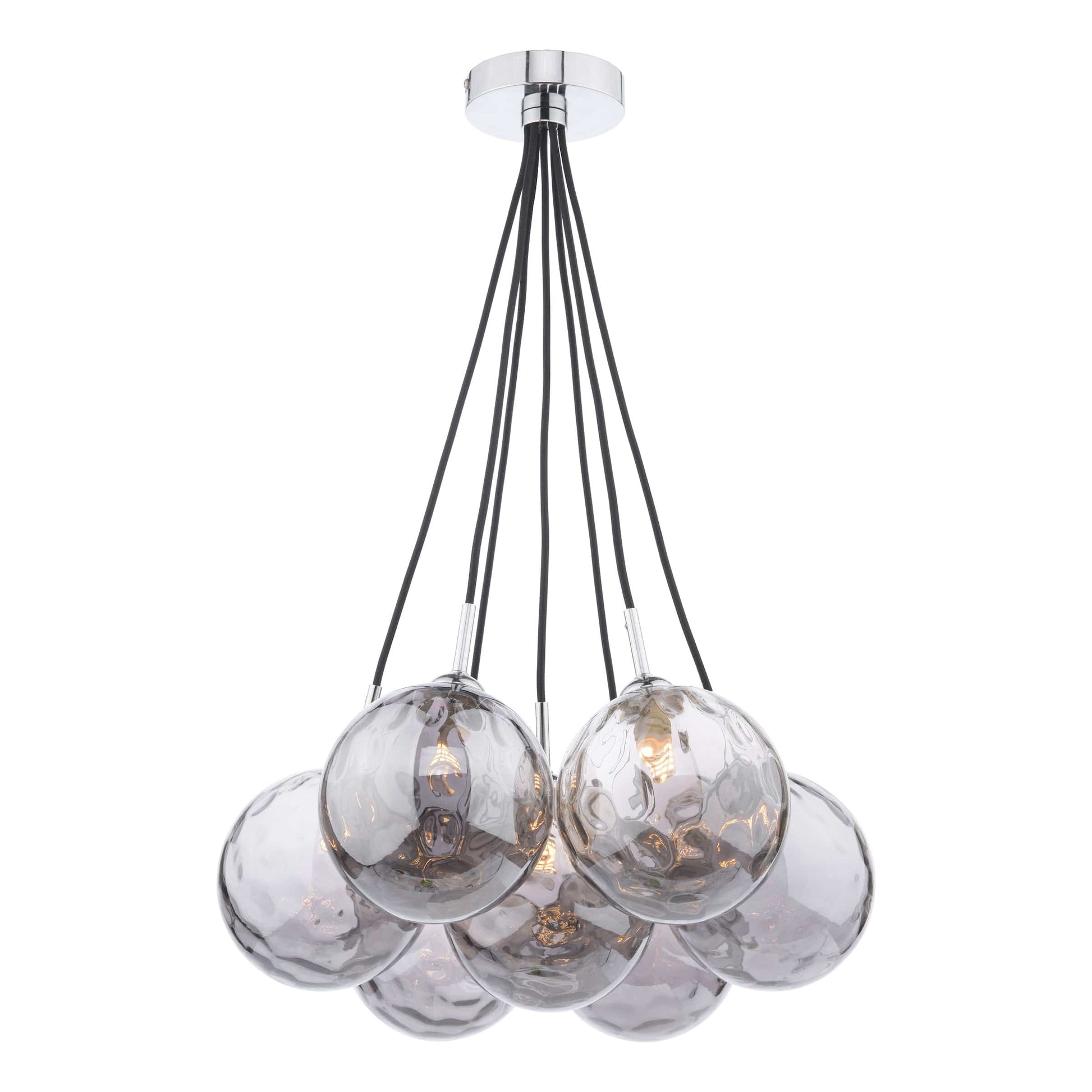 dar lighting Elpis 7 Light Cluster Pendant - Polished Chrome Smoked Glass ELP342-10