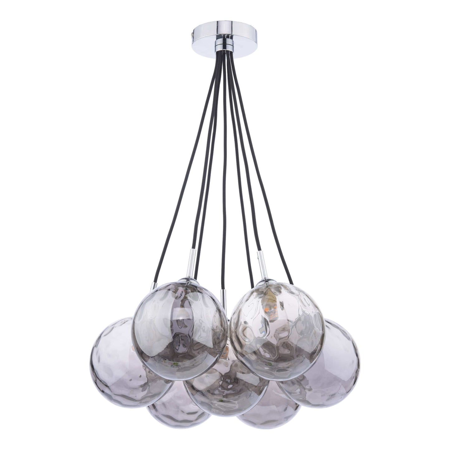 dar lighting Elpis 7 Light Cluster Pendant - Polished Chrome Smoked Glass ELP342-10