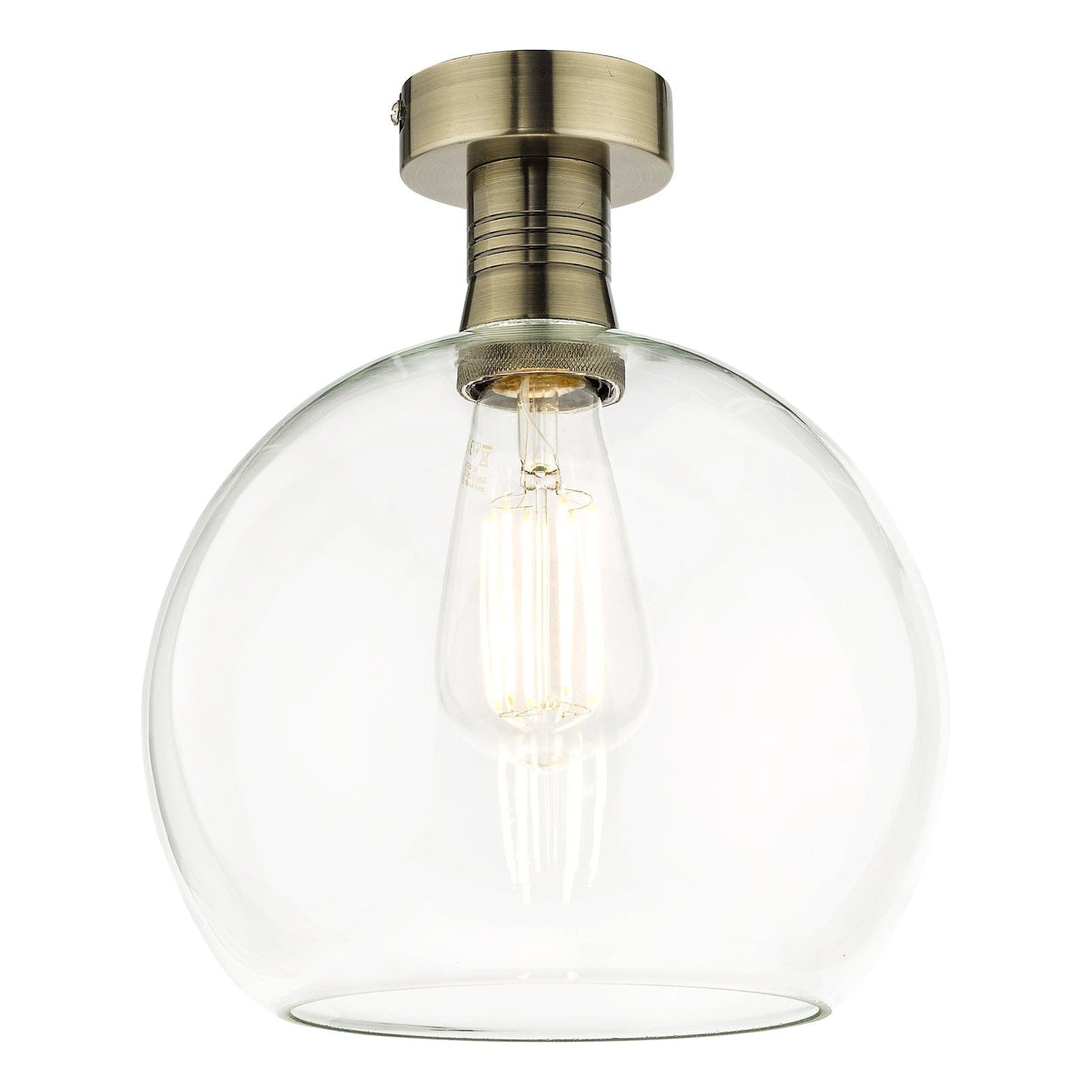 dar lighting Emerson Semi Flush Antique Brass Round Clear Glass EME4875-E03