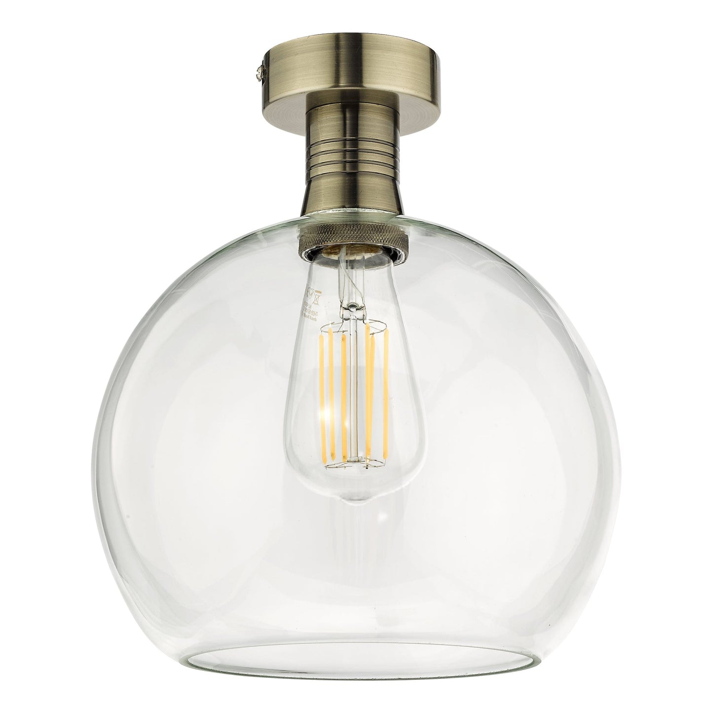 dar lighting Emerson Semi Flush Antique Brass Round Clear Glass EME4875-E03