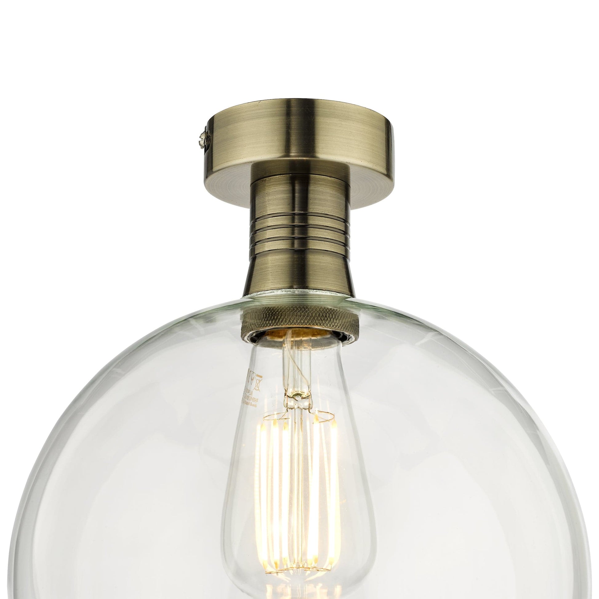 dar lighting Emerson Semi Flush Antique Brass Round Clear Glass EME4875-E03