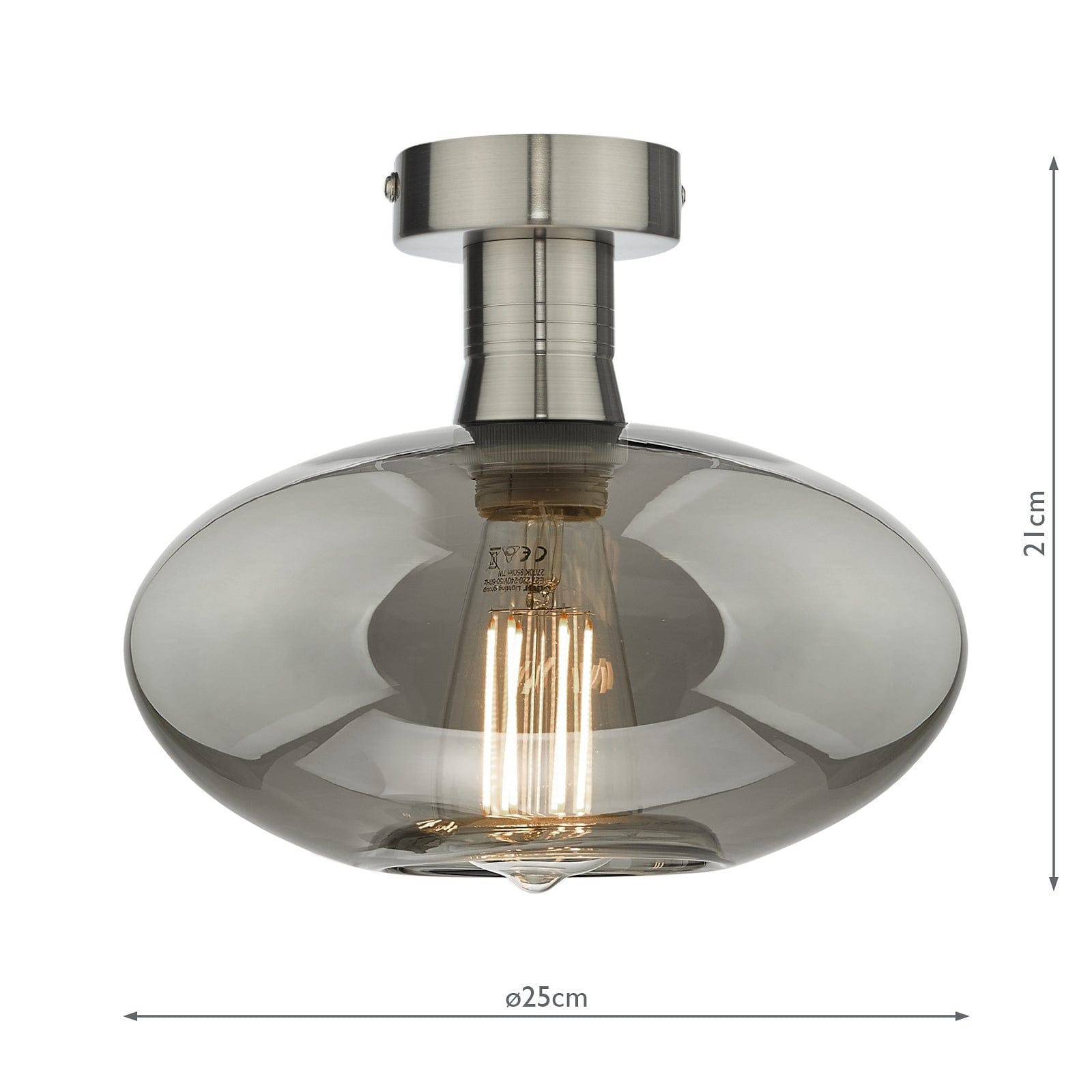 dar lighting Emerson Semi Flush Antique Chrome Smoked Glass EME4861-E04