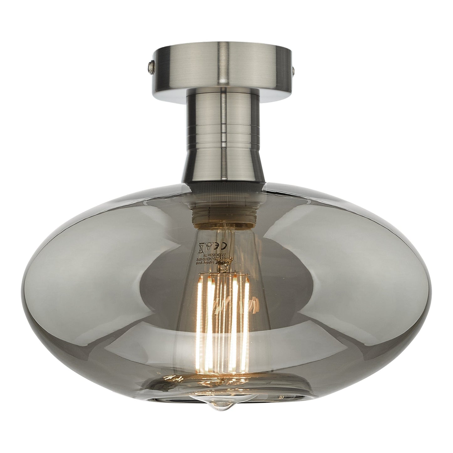 dar lighting Emerson Semi Flush Antique Chrome Smoked Glass EME4861-E04