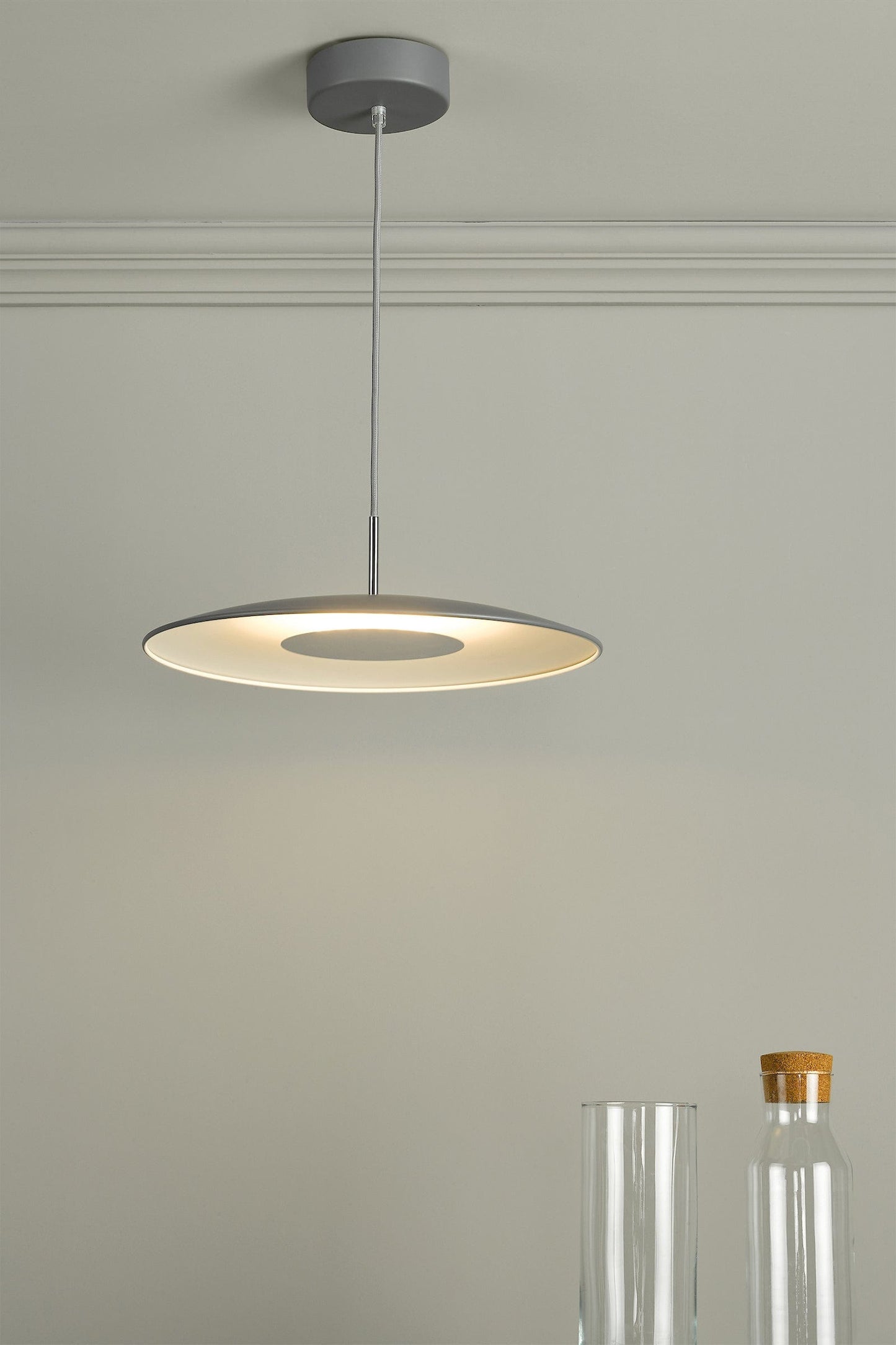dar lighting Enoch Pendant Matt Grey Stainless Steel LED ENO0139