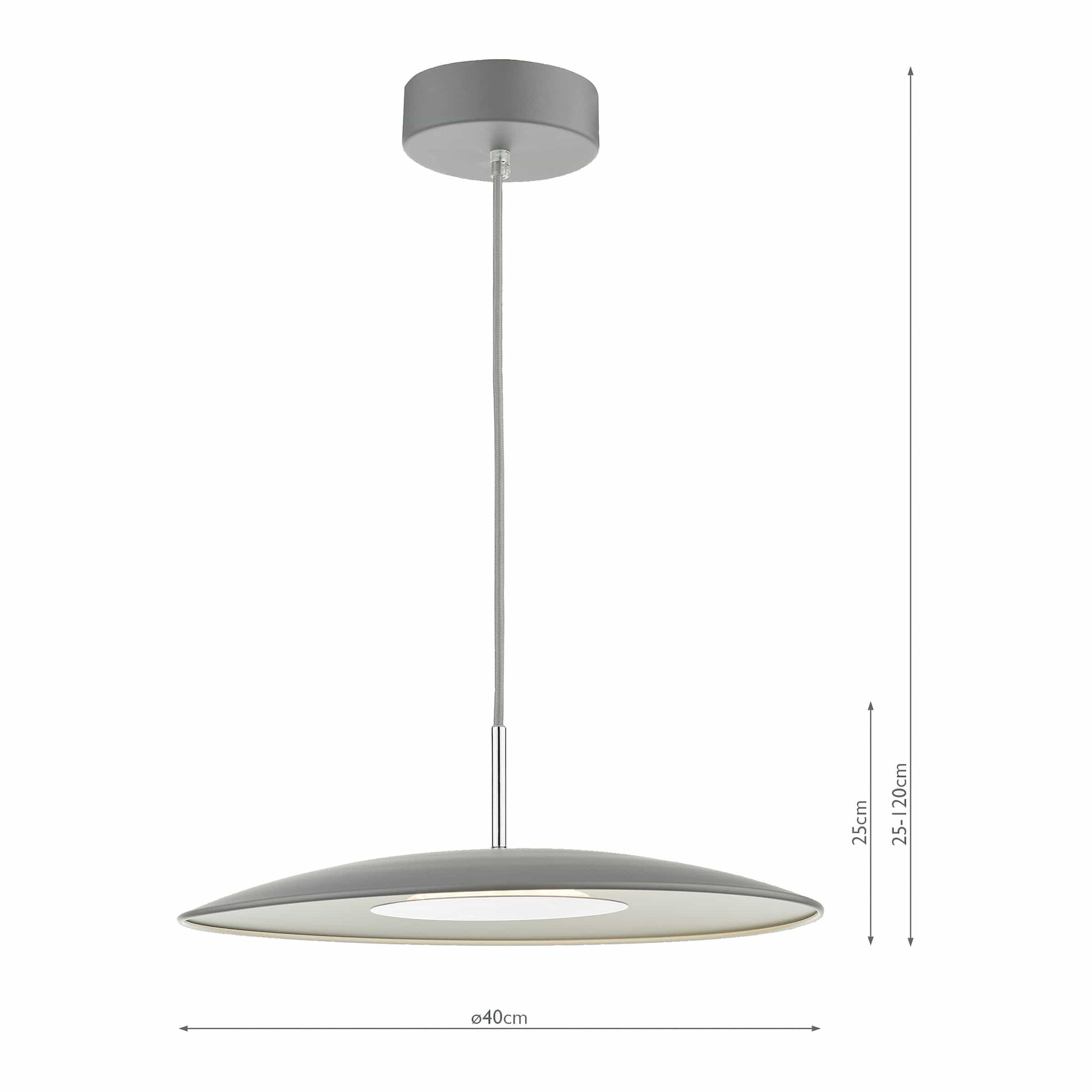 dar lighting Enoch Pendant Matt Grey Stainless Steel LED ENO0139