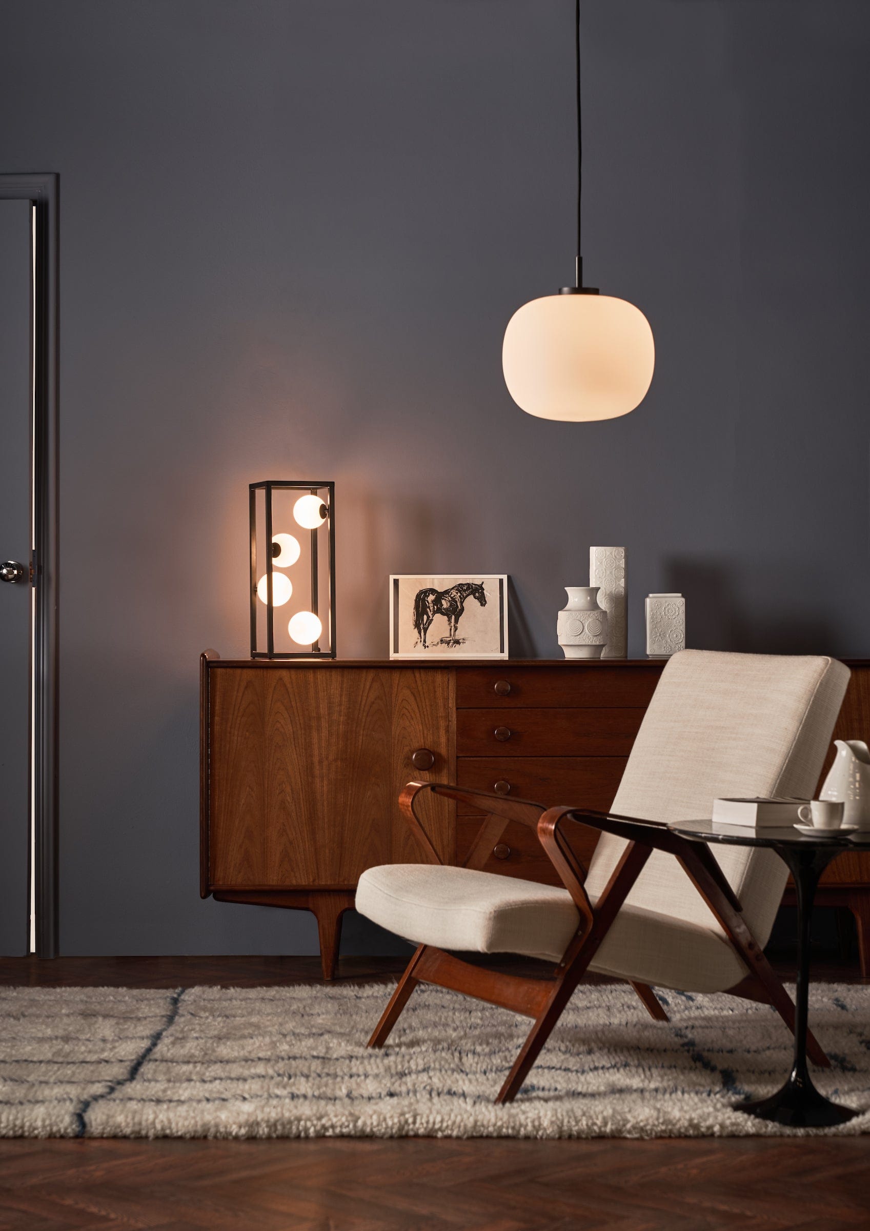 dar lighting Ensio 4 Light Table Lamp Matt Black & Opal Glass ENS4222