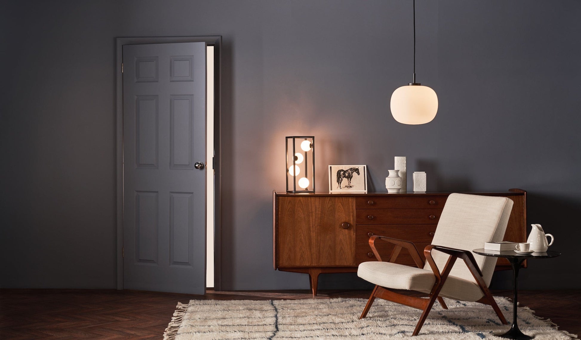 dar lighting Ensio 4 Light Table Lamp Matt Black & Opal Glass ENS4222