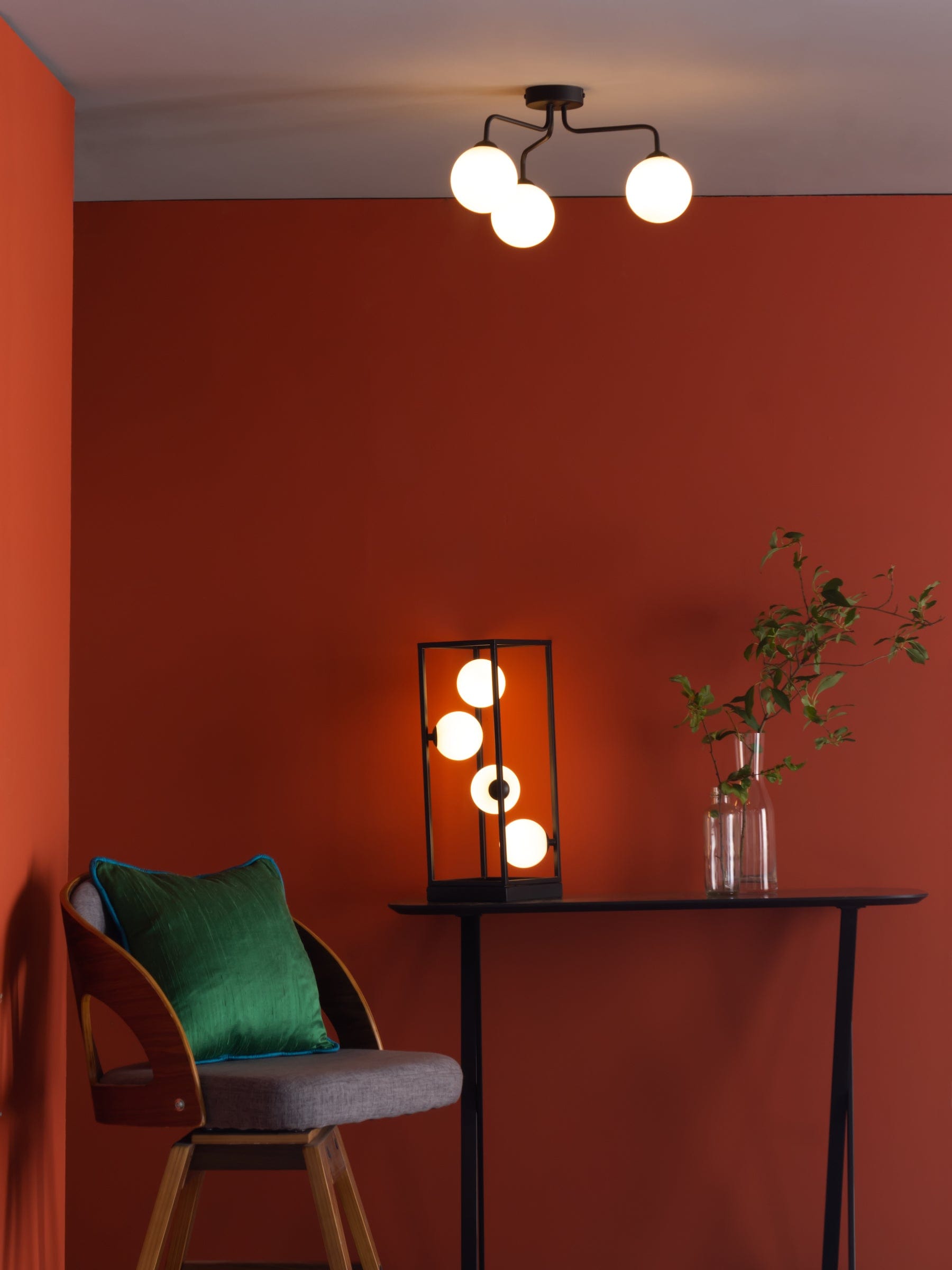 dar lighting Ensio 4 Light Table Lamp Matt Black & Opal Glass ENS4222