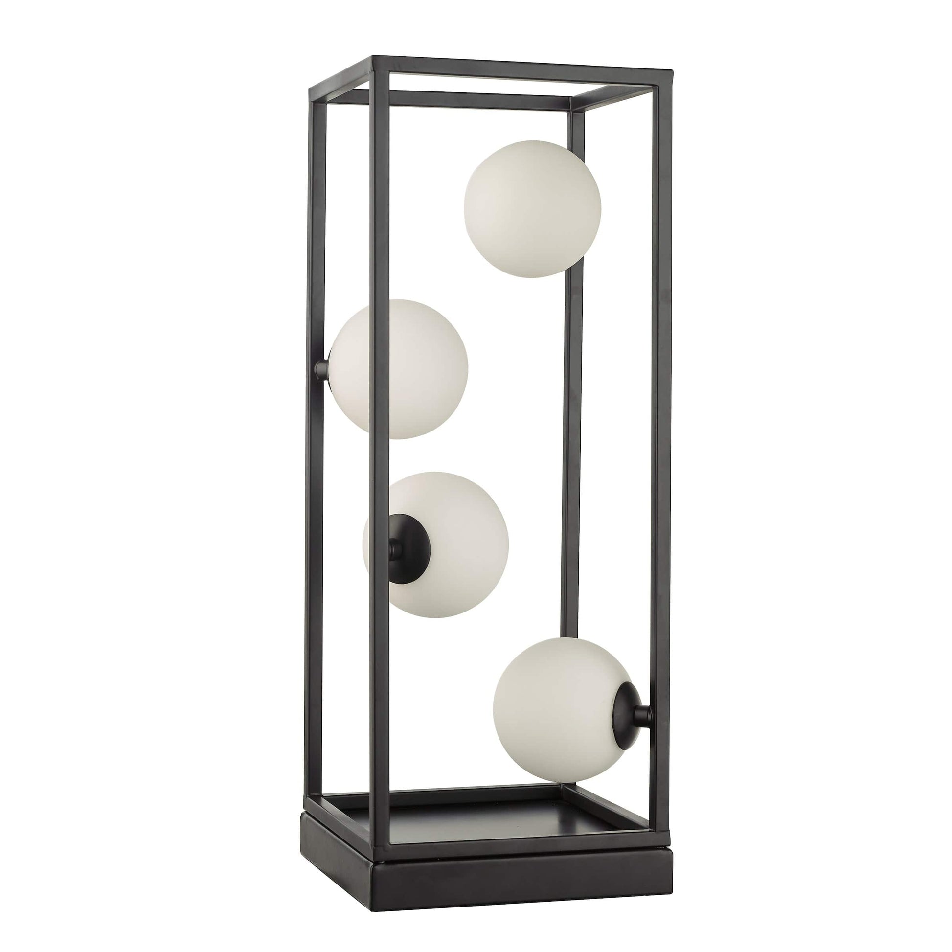 dar lighting Ensio 4 Light Table Lamp Matt Black & Opal Glass ENS4222