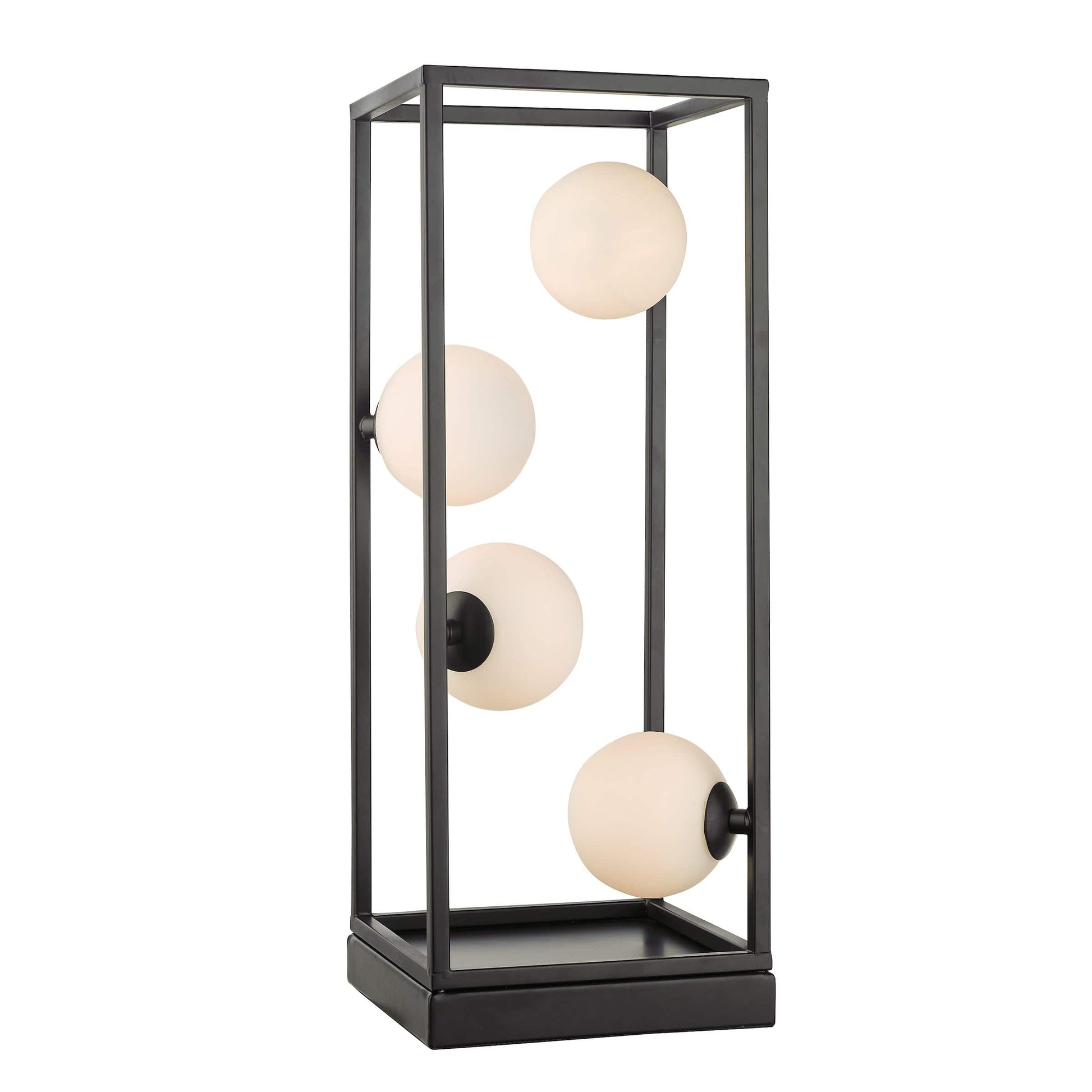 dar lighting Ensio 4 Light Table Lamp Matt Black & Opal Glass ENS4222