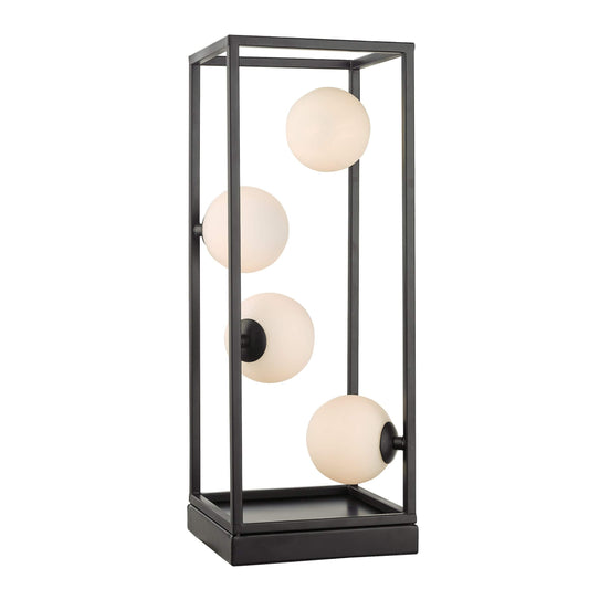 dar lighting Ensio 4 Light Table Lamp Matt Black & Opal Glass ENS4222