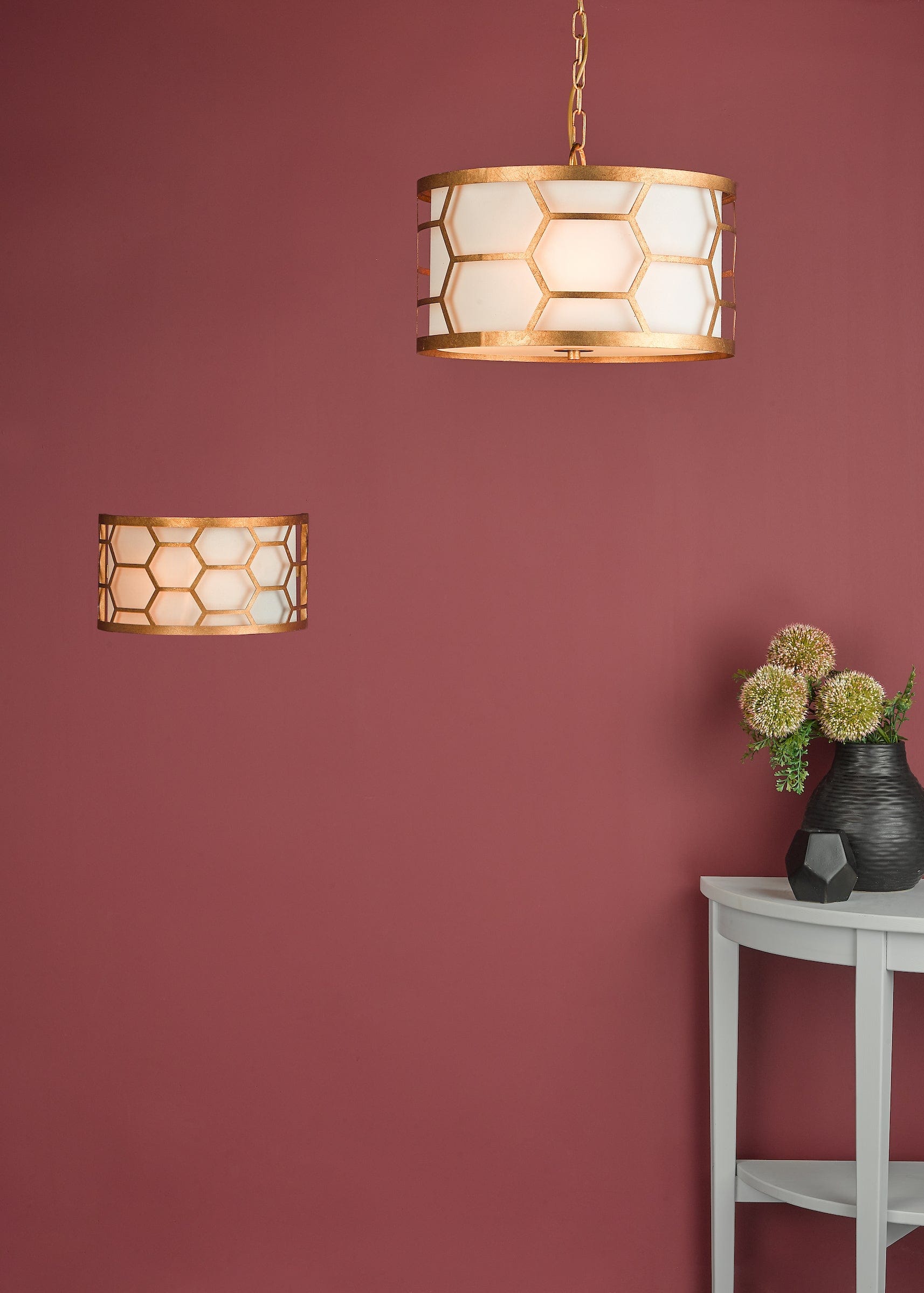 dar lighting Epstein 3 Light Pendant Gold With Ivory Shade EPS0312