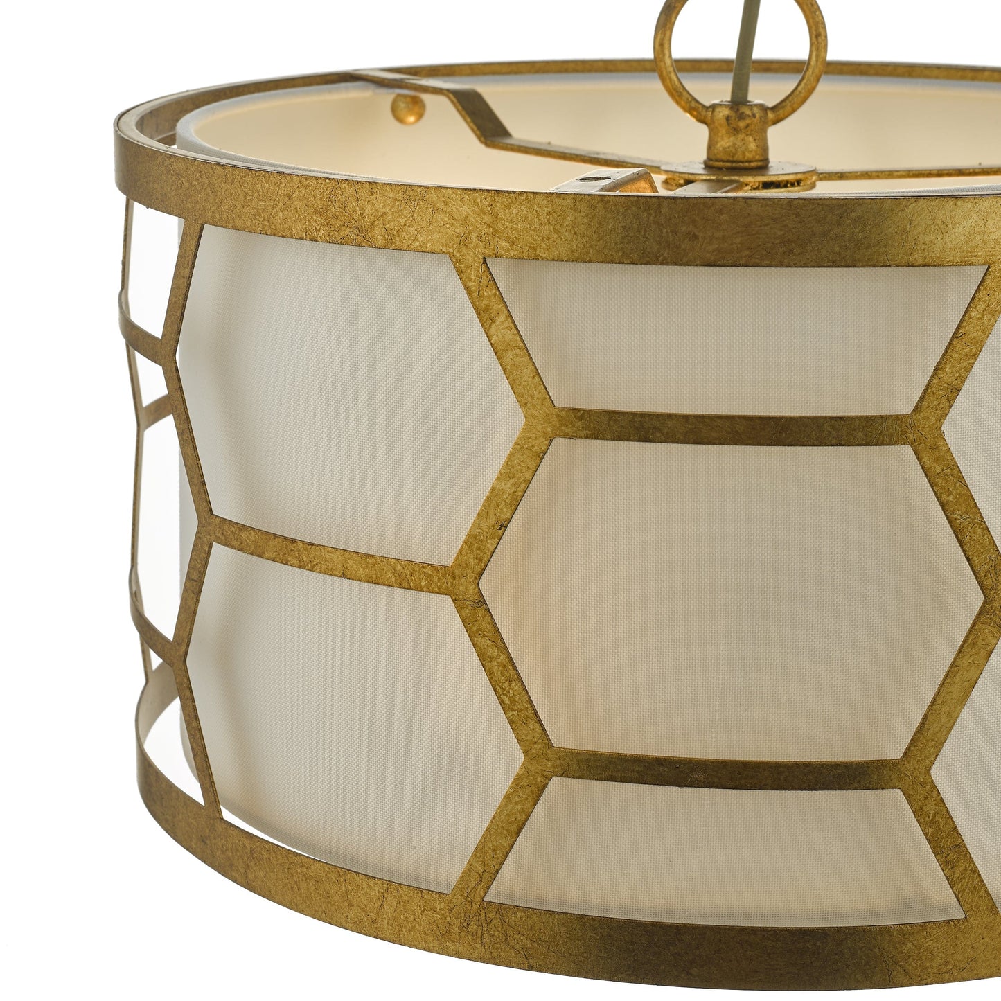 dar lighting Epstein 3 Light Pendant Gold With Ivory Shade EPS0312