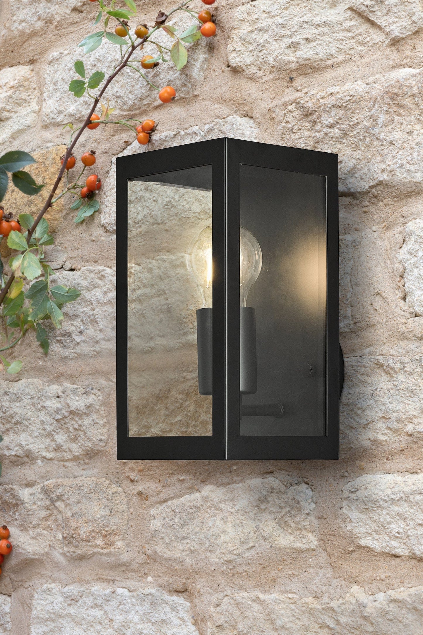 dar lighting Era Outdoor Wall Light Black Glass IP44 ERA0722