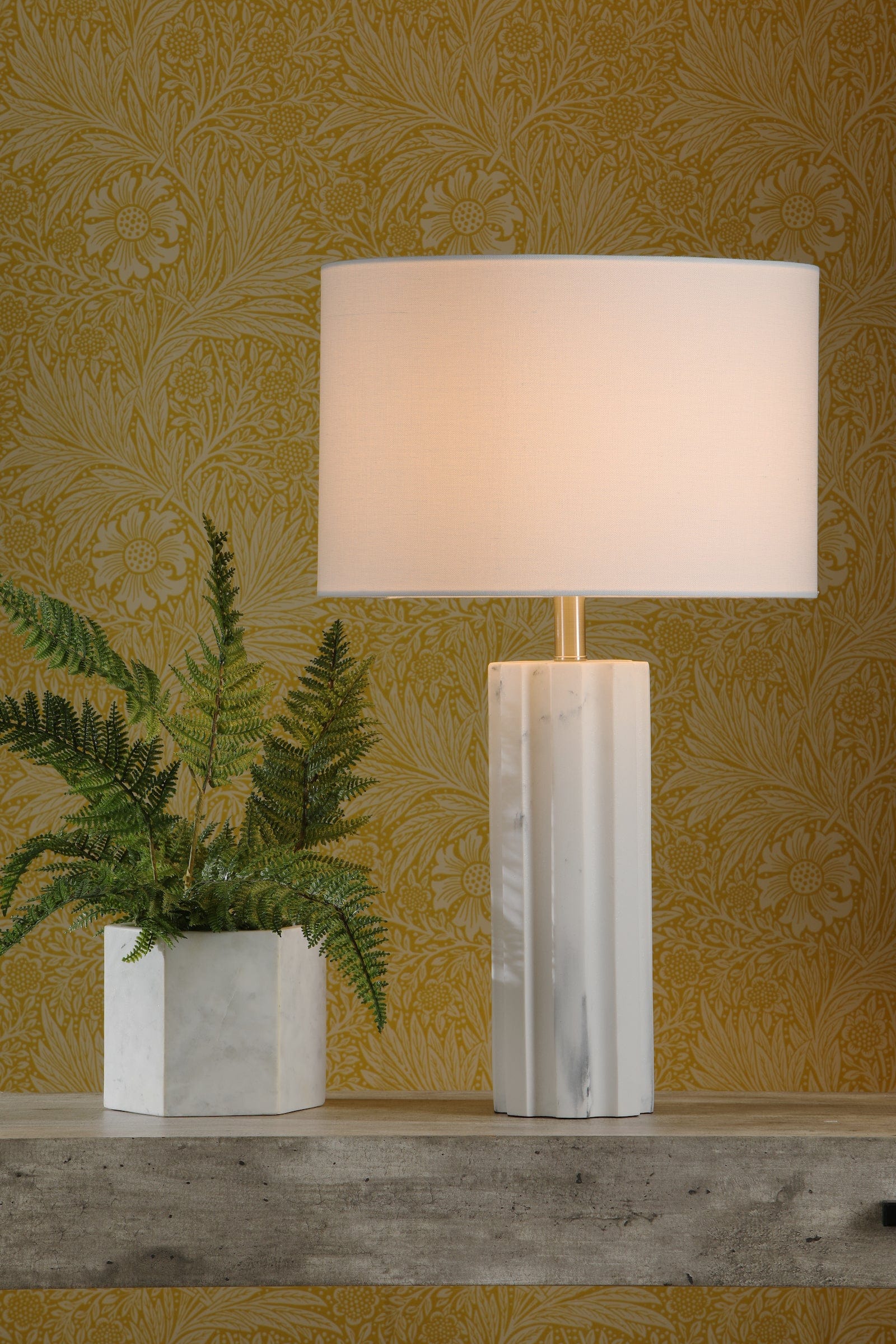 dar lighting Erebus Table Lamp Marble Effect With Shade ERE422
