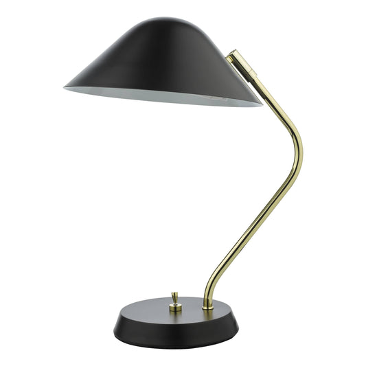 dar lighting Erna Task Table Lamp Polished Brass Satin Black ERN4122