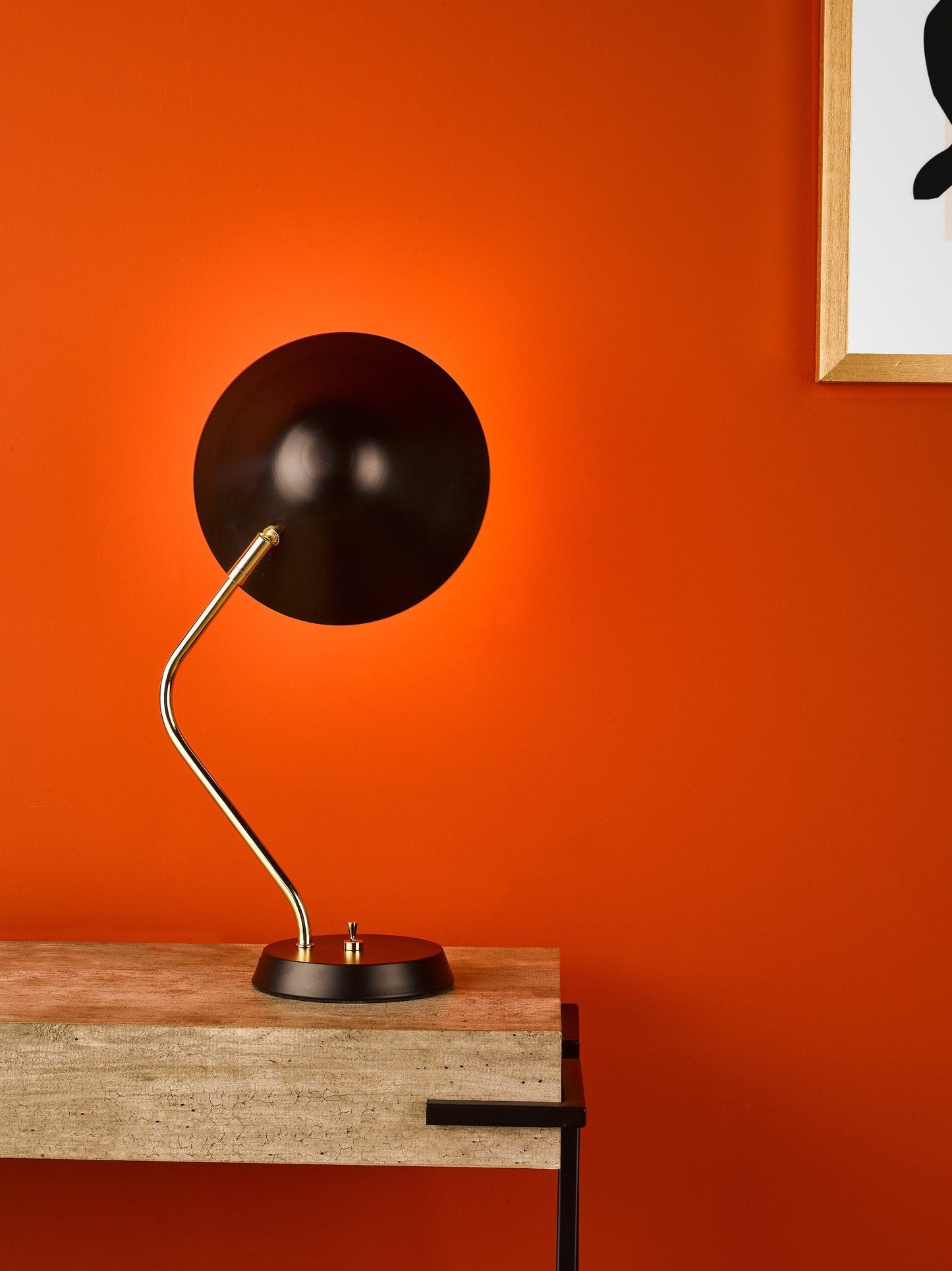 dar lighting Erna Task Table Lamp Polished Brass Satin Black ERN4122