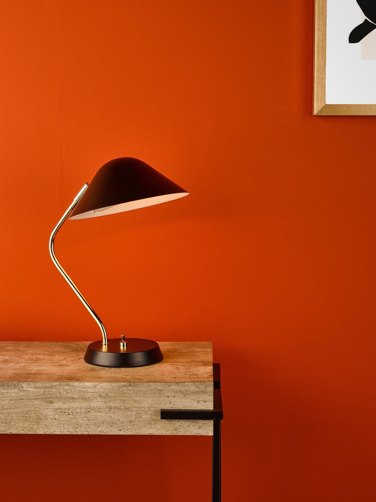 dar lighting Erna Task Table Lamp Polished Brass Satin Black ERN4122